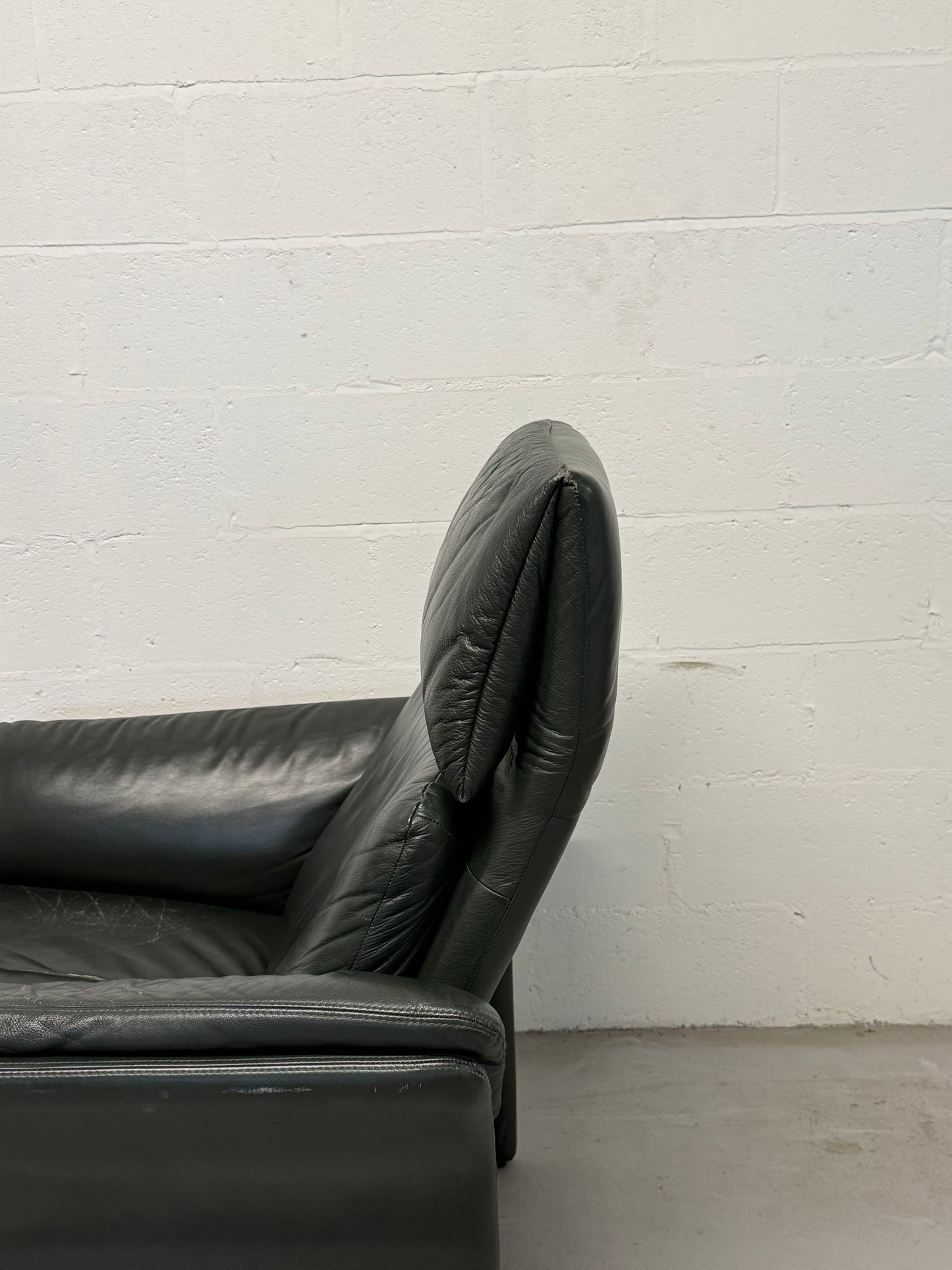 ERPO Vintage Pine Green Leather Reclining Armchair