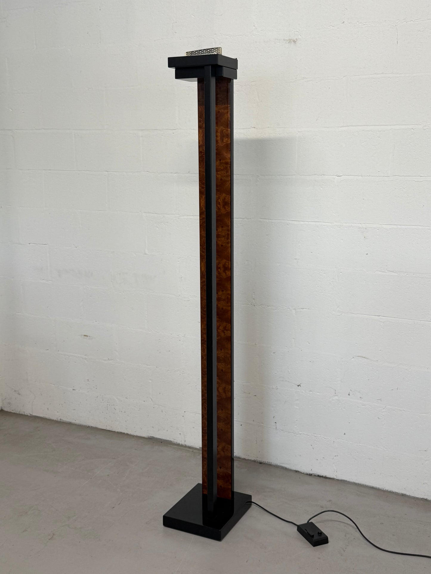Paul Michel Vintage Lacquered Burl Wood Floor Lamp, 1980s