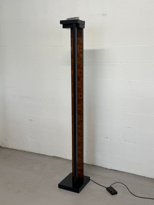 Paul Michel Vintage Lacquered Burl Wood Floor Lamp, 1980s