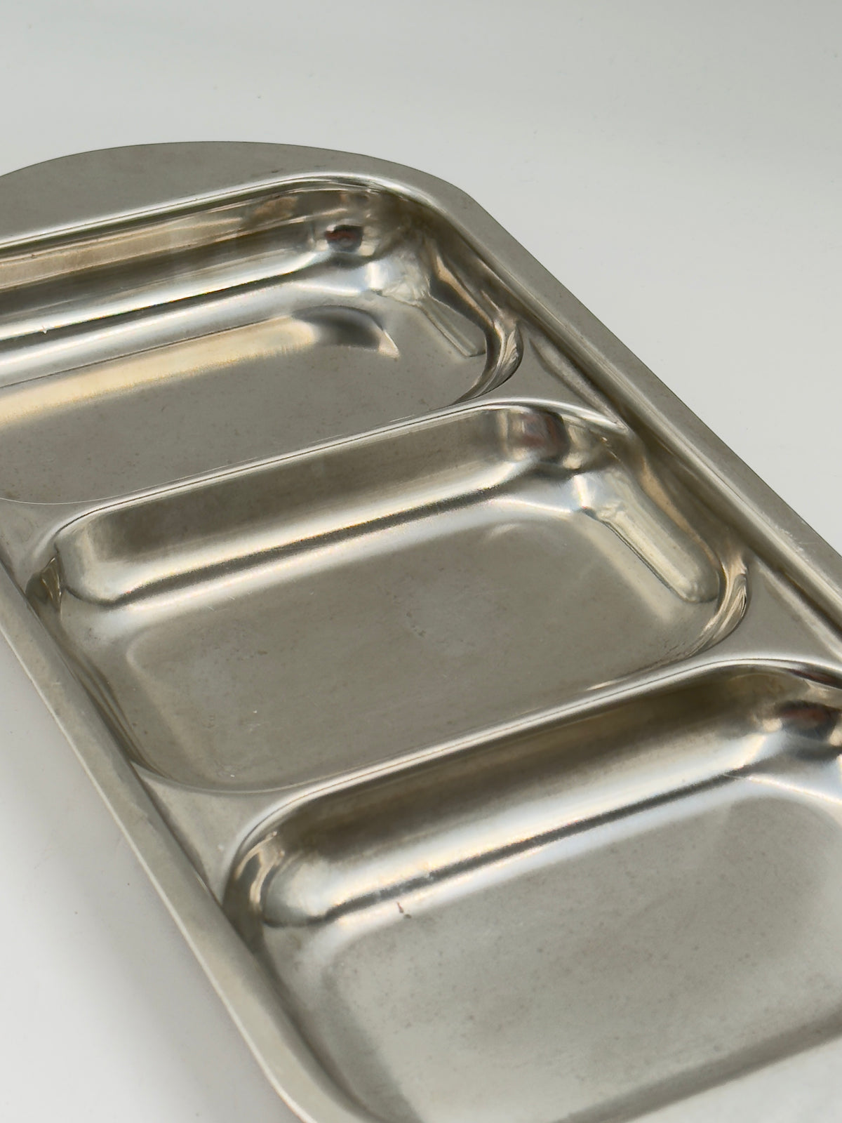 Vintage Stainless Steel Three-Section Serving Tray