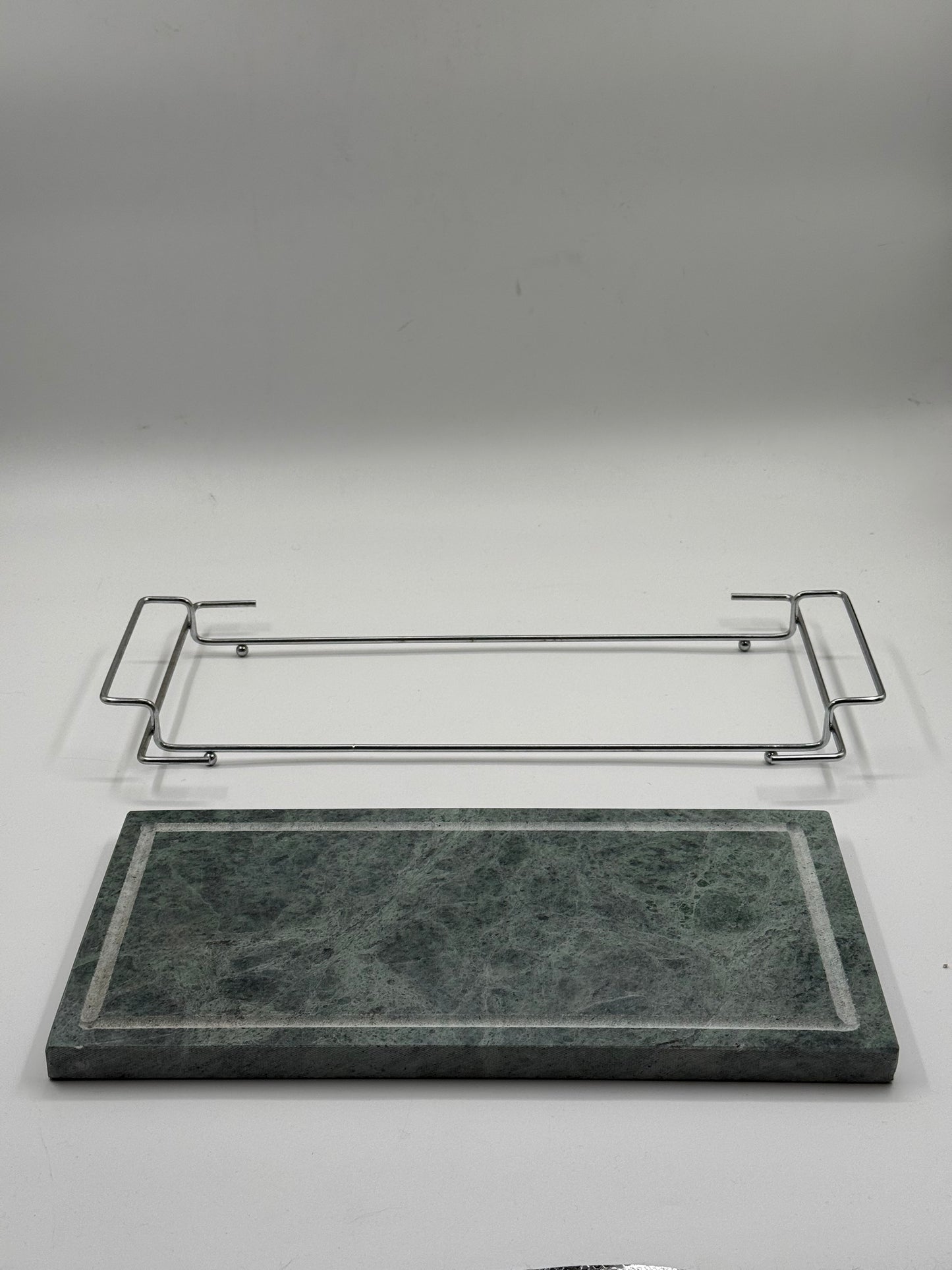 Green Marble Serving Tray with Metal Handles — Modernist Tray