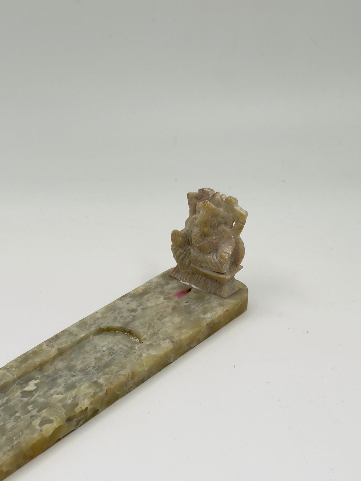 Hand-Carved Soapstone Incense Holder with Ganesha