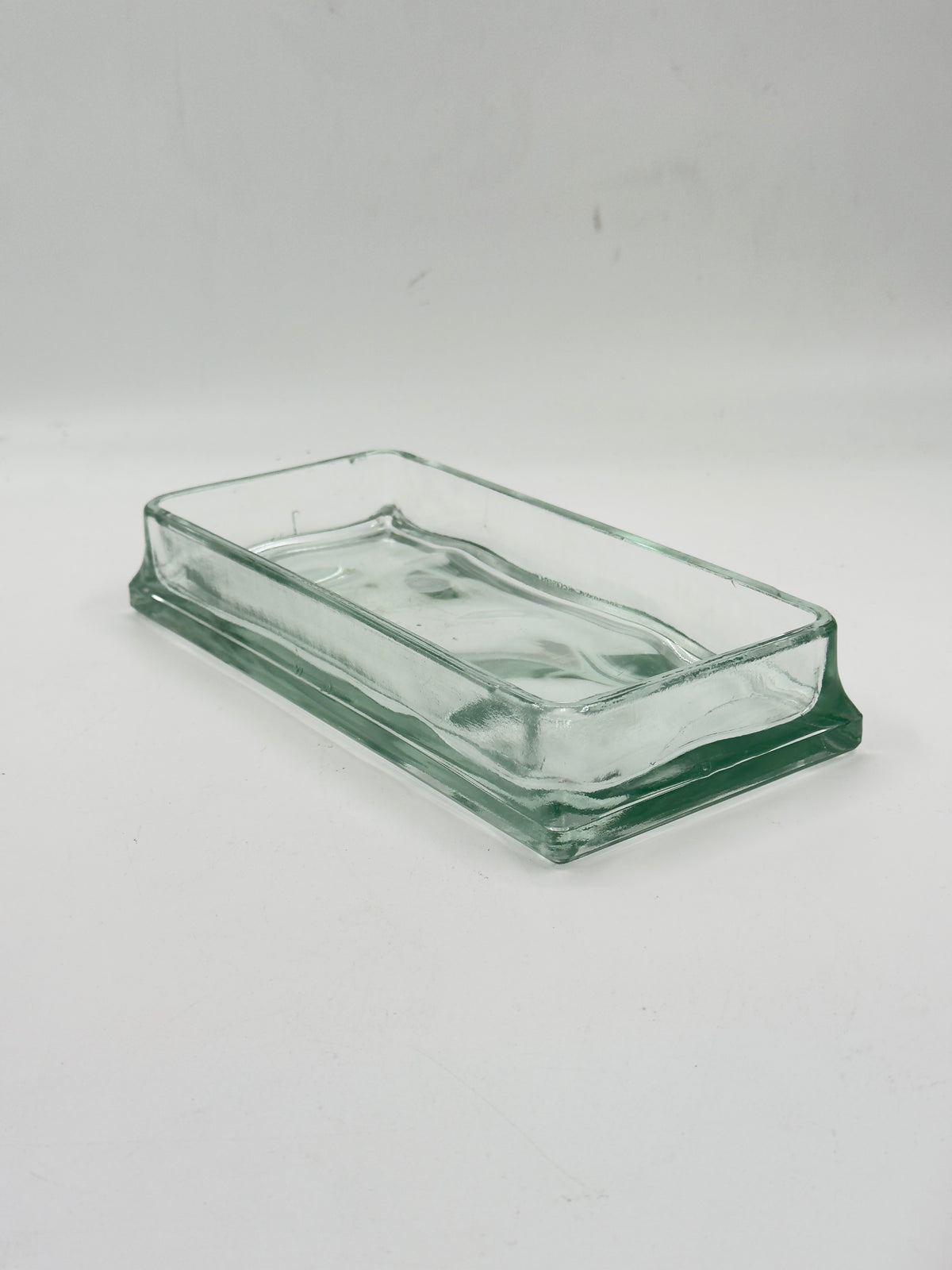 Vintage Pale Green-Tinted Thick Glass Rectangular Tray