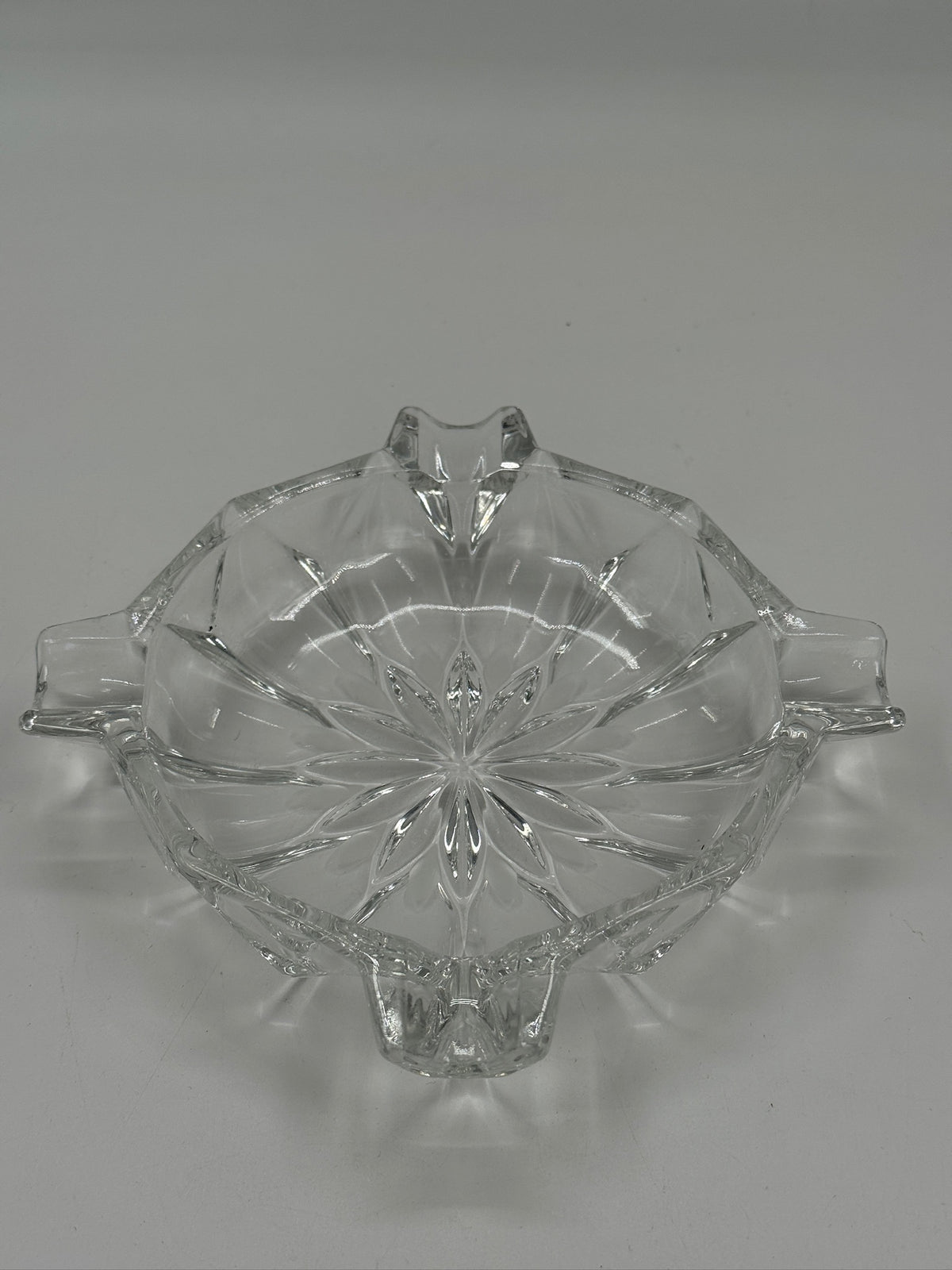 Vintage Star-Cut Crystal Glass Ashtray