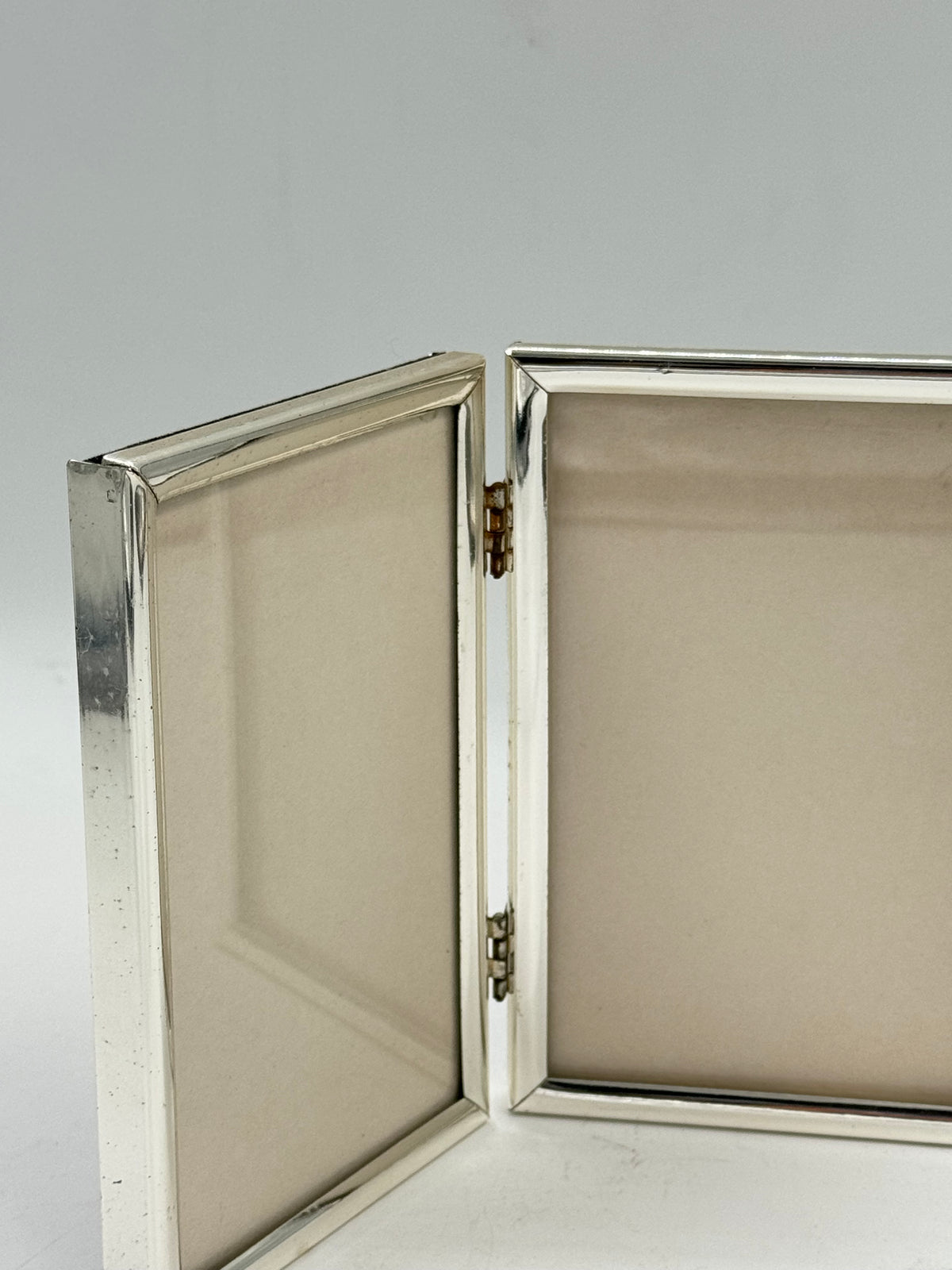 Vintage Silver-Plated Double Photo Frame, Hinged Book-Style