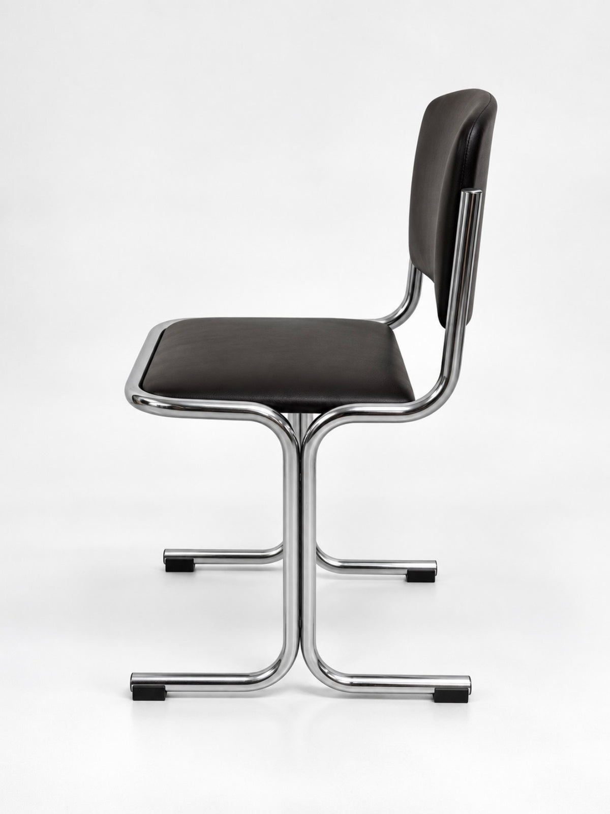 Set of 5 Vintage Chrome Tubular Chairs, Dark Brown Leather, 1970s
