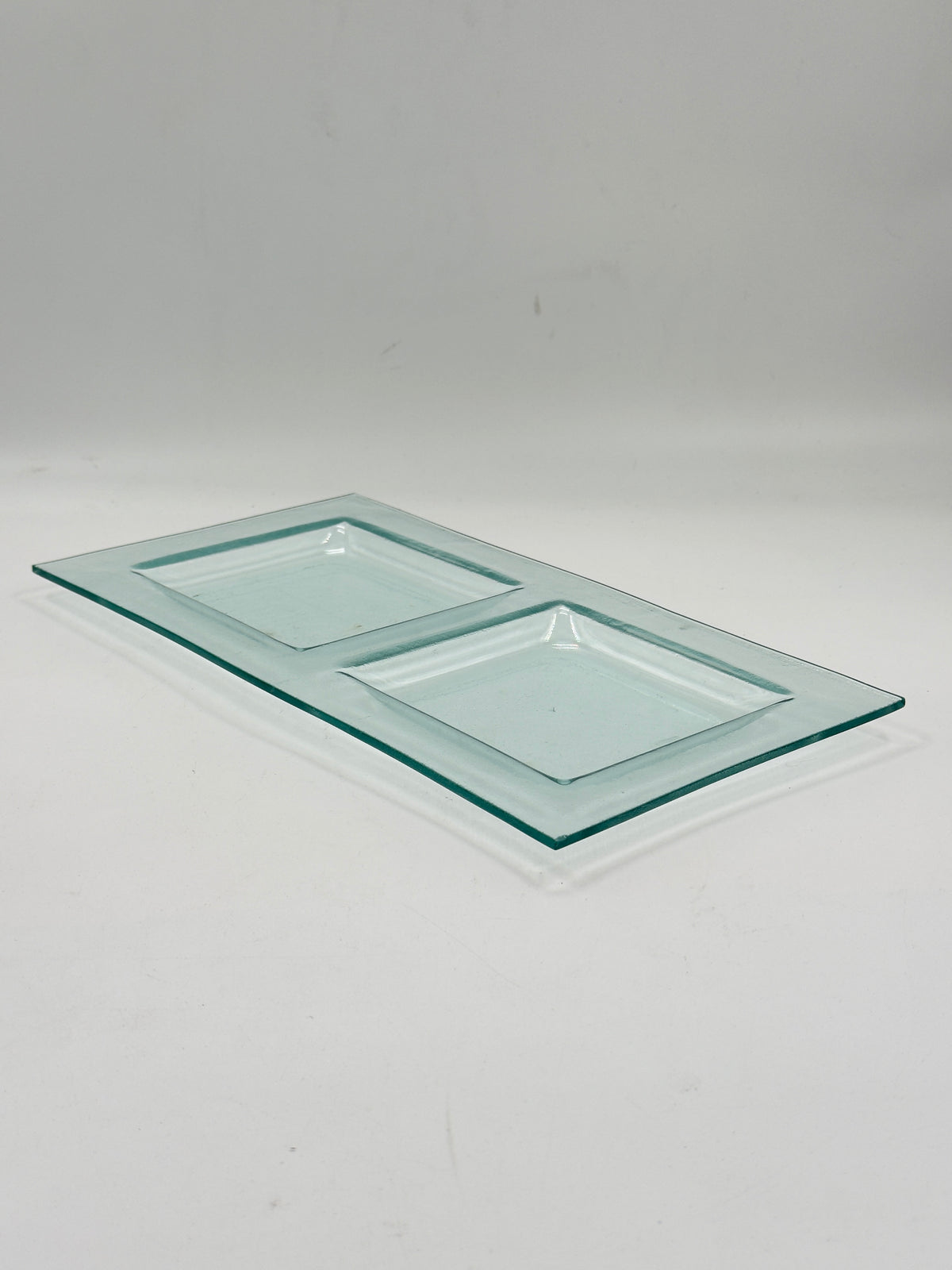 Vintage Two-Section Glass Serving Tray