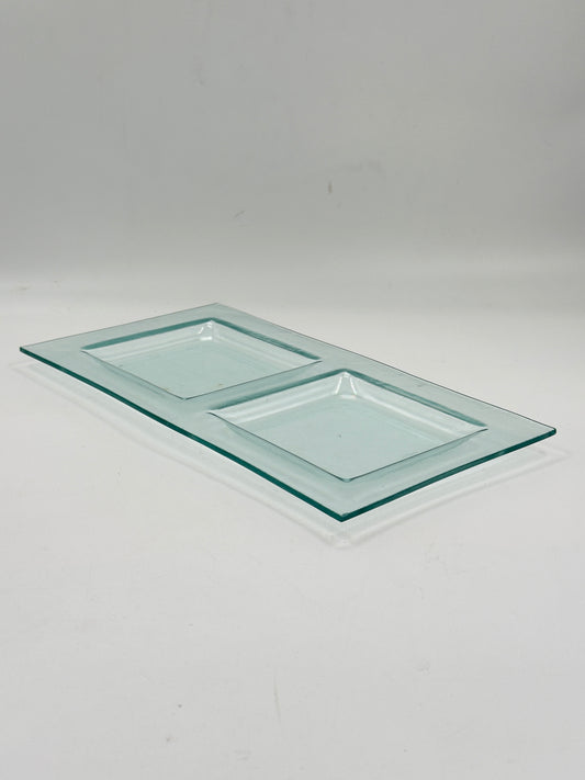 Two-Section Glass Serving Tray