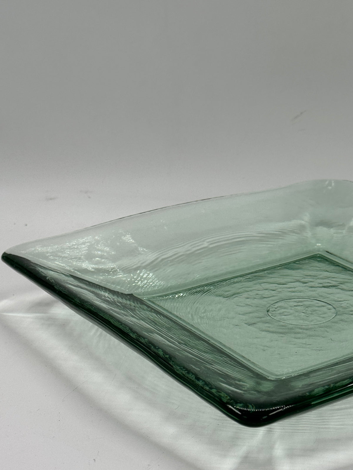 Sculptural Square Glass Tray Textured Wave Finish