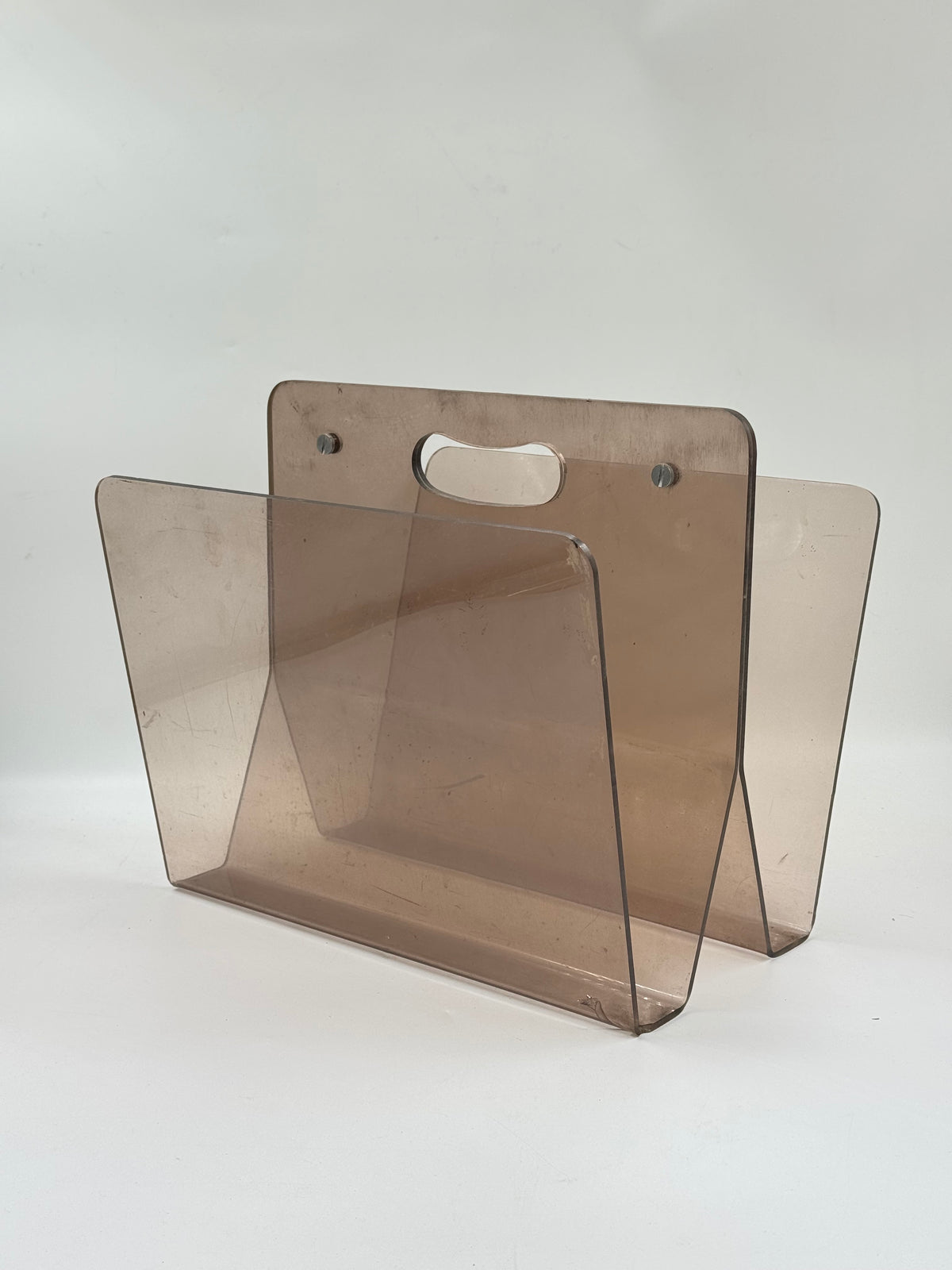 Vintage Smoked Lucite Magazine Rack