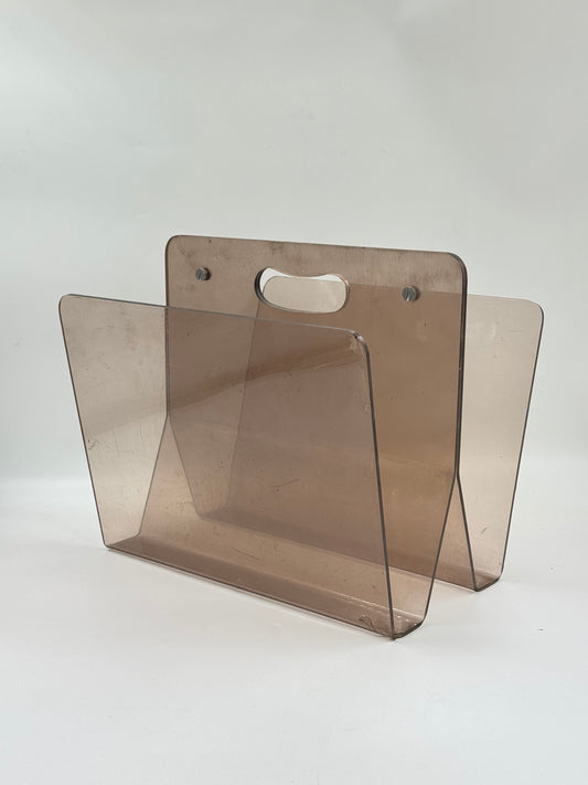 Smoked Lucite Magazine Rack