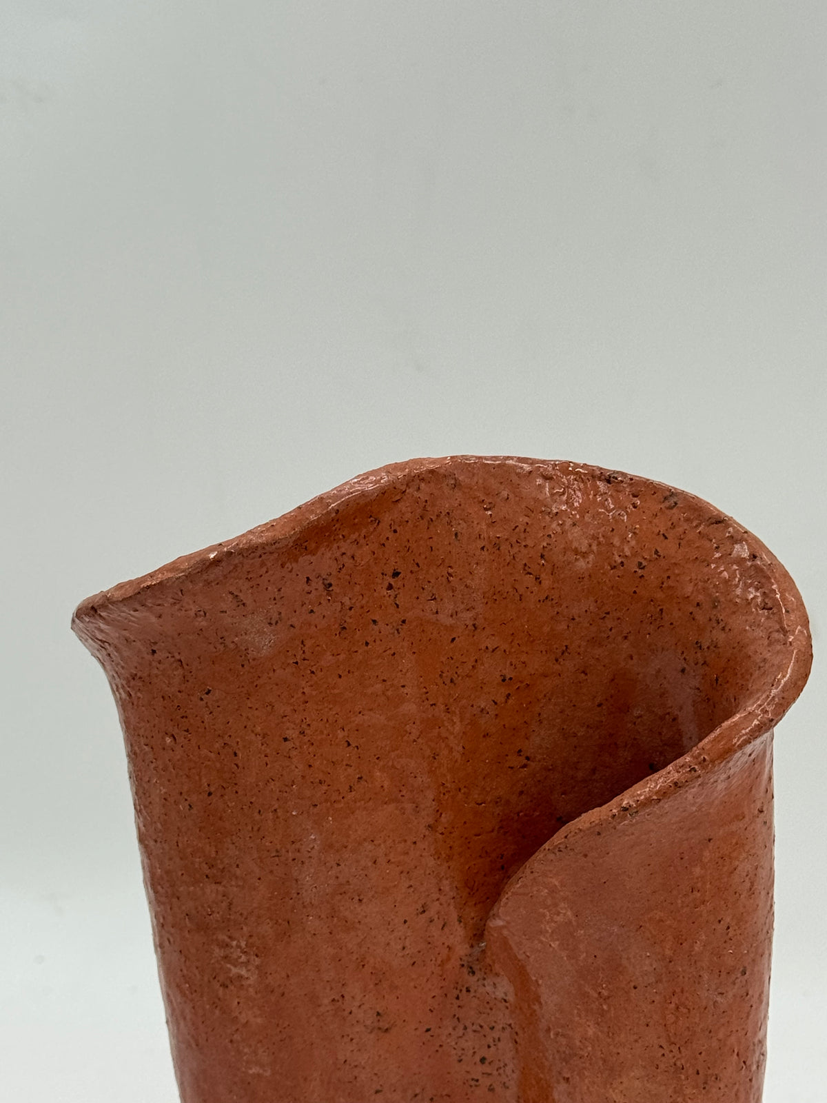 Sculptural Studio Pottery Vase, Double-Spout Terracotta
