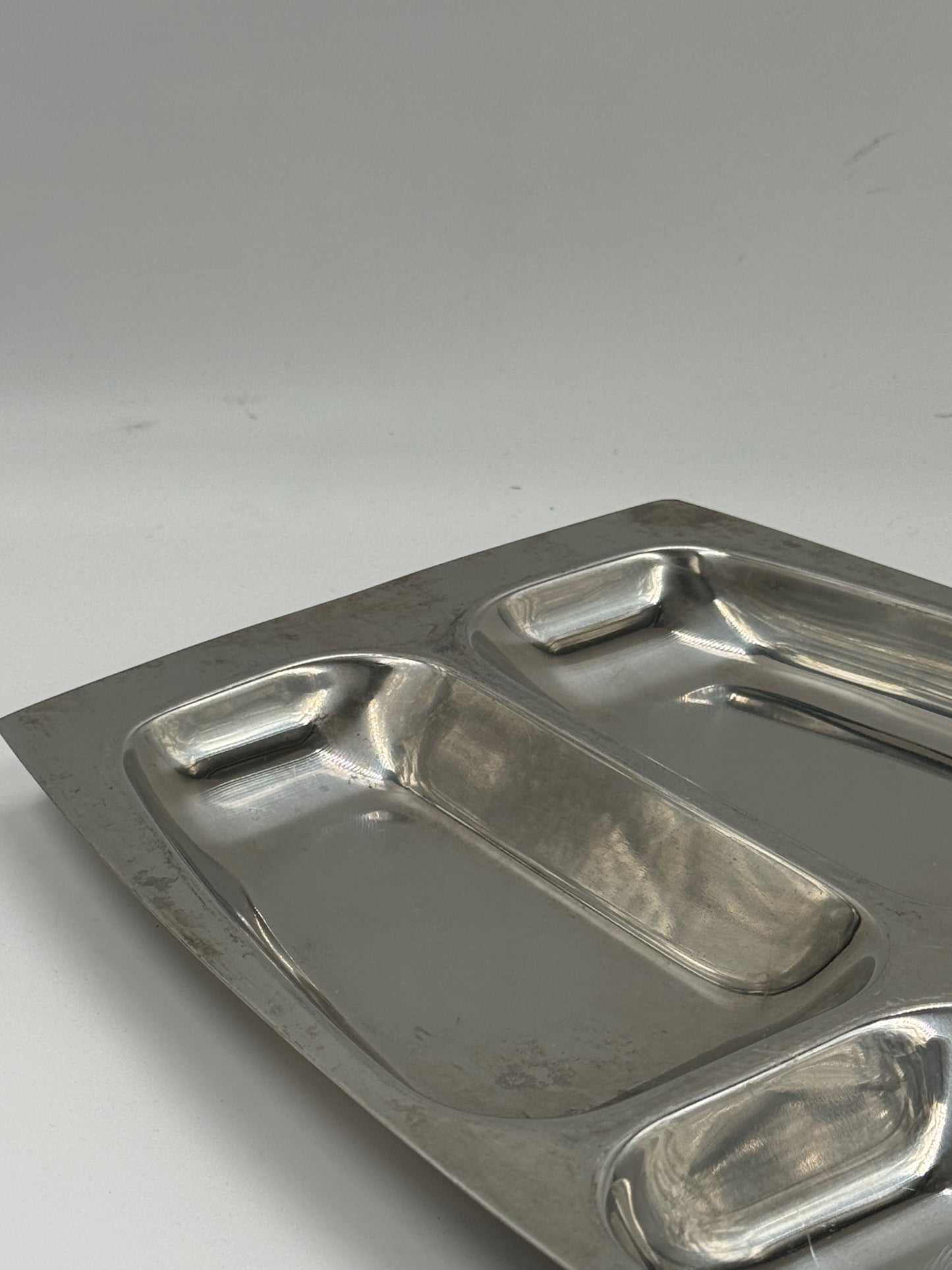 Vintage Stainless Steel Four-Section Hors d'Oeuvre Tray