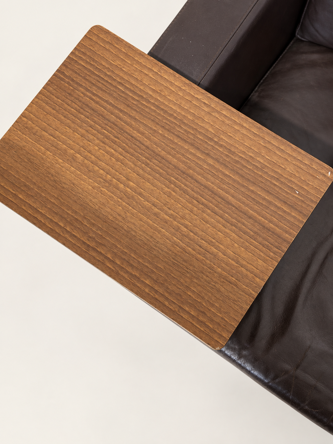 Leather Armchair with Side Table