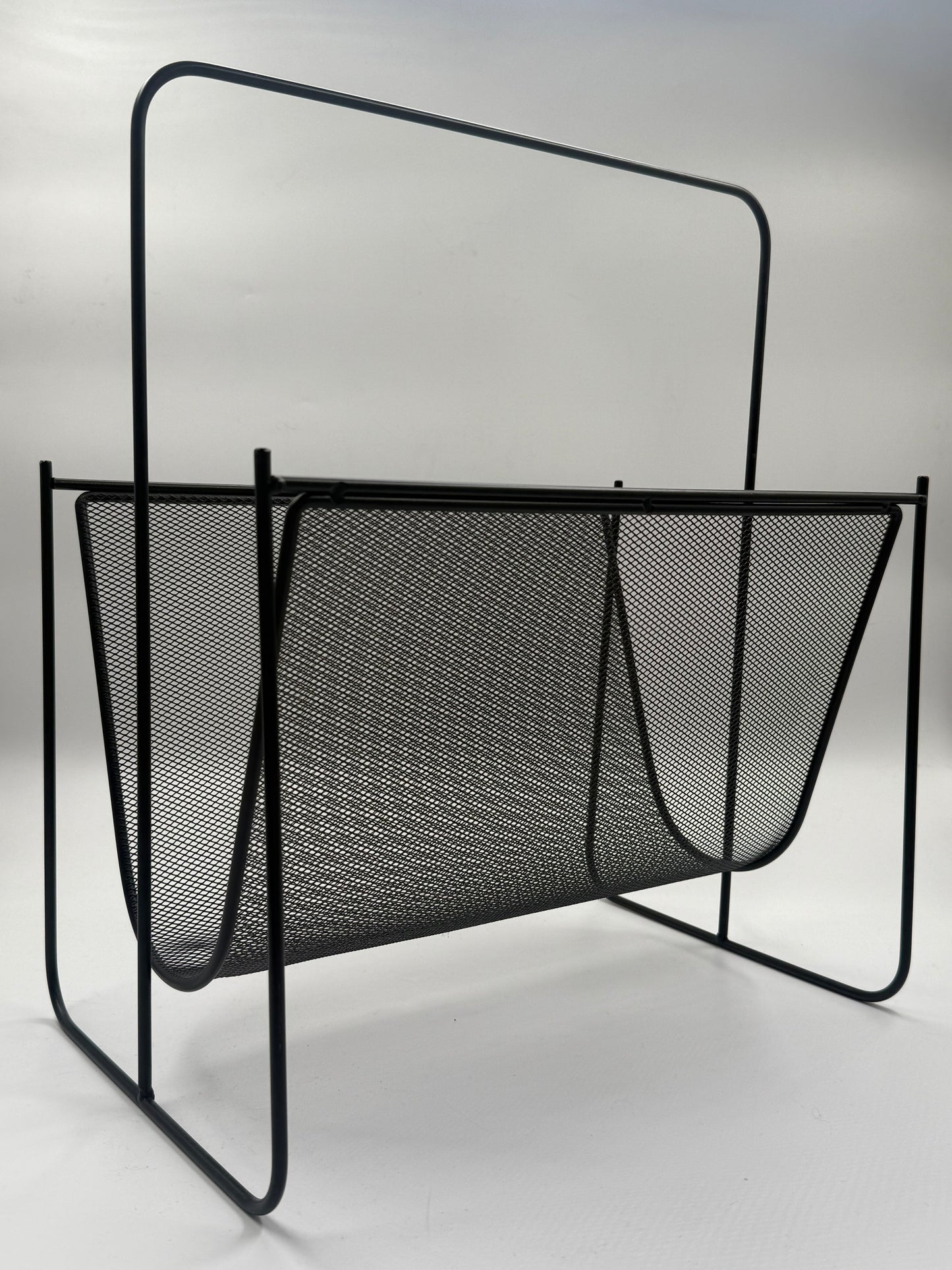 Modern Black Metal Mesh Magazine Rack