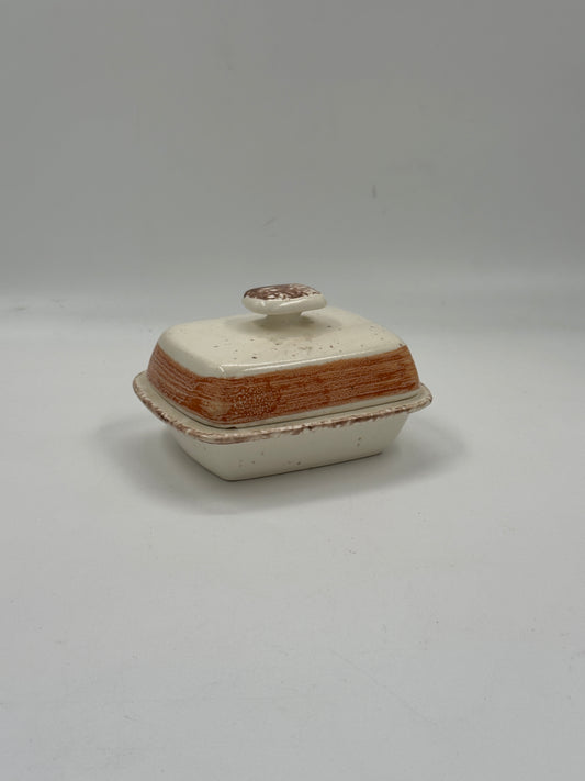 Vintage Gien Ceramic Covered Butter Dish, Vésuve Pattern