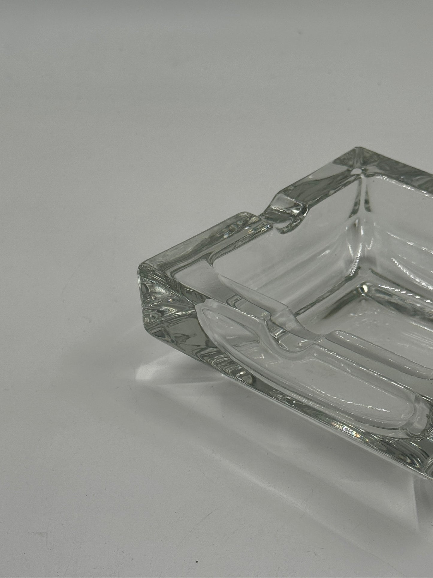 Vintage Clear Glass Square Ashtray