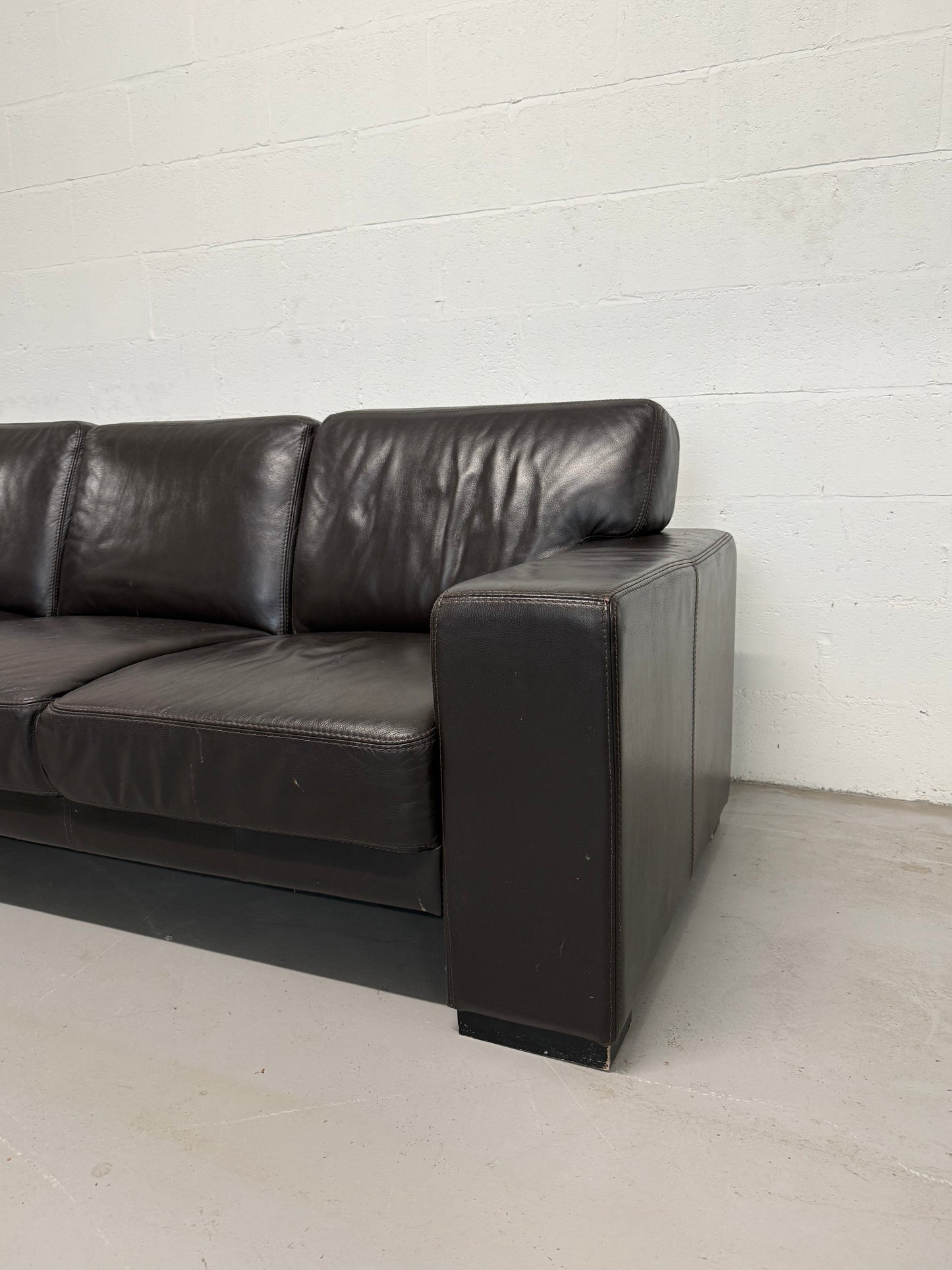 Vintage Brown Leather 3-Seater Sofa