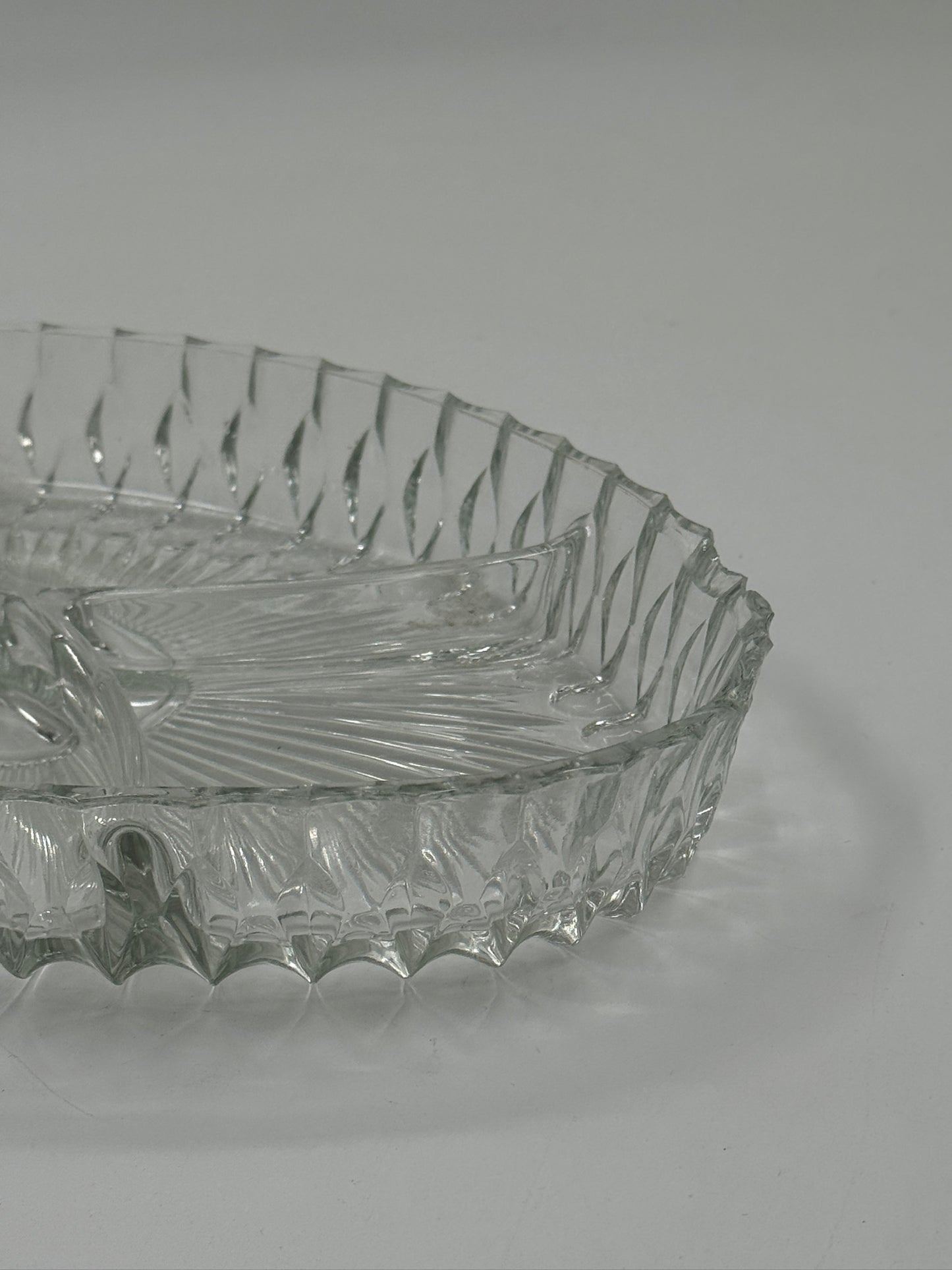 Vintage Pressed Glass Divided Serving Dish