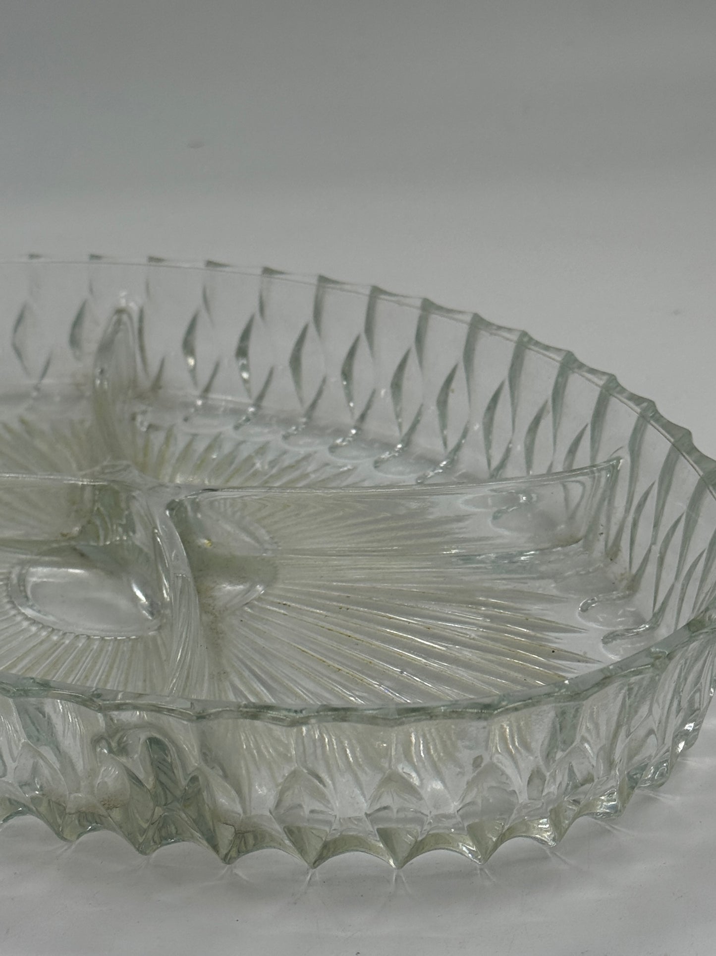 Vintage Pressed Glass Sectioned Relish Dish