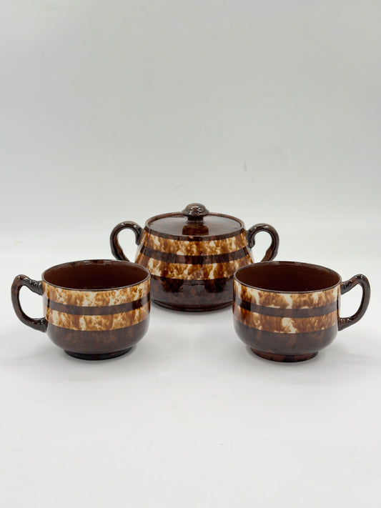 Tortoiseshell Sugar Bowl & Cups