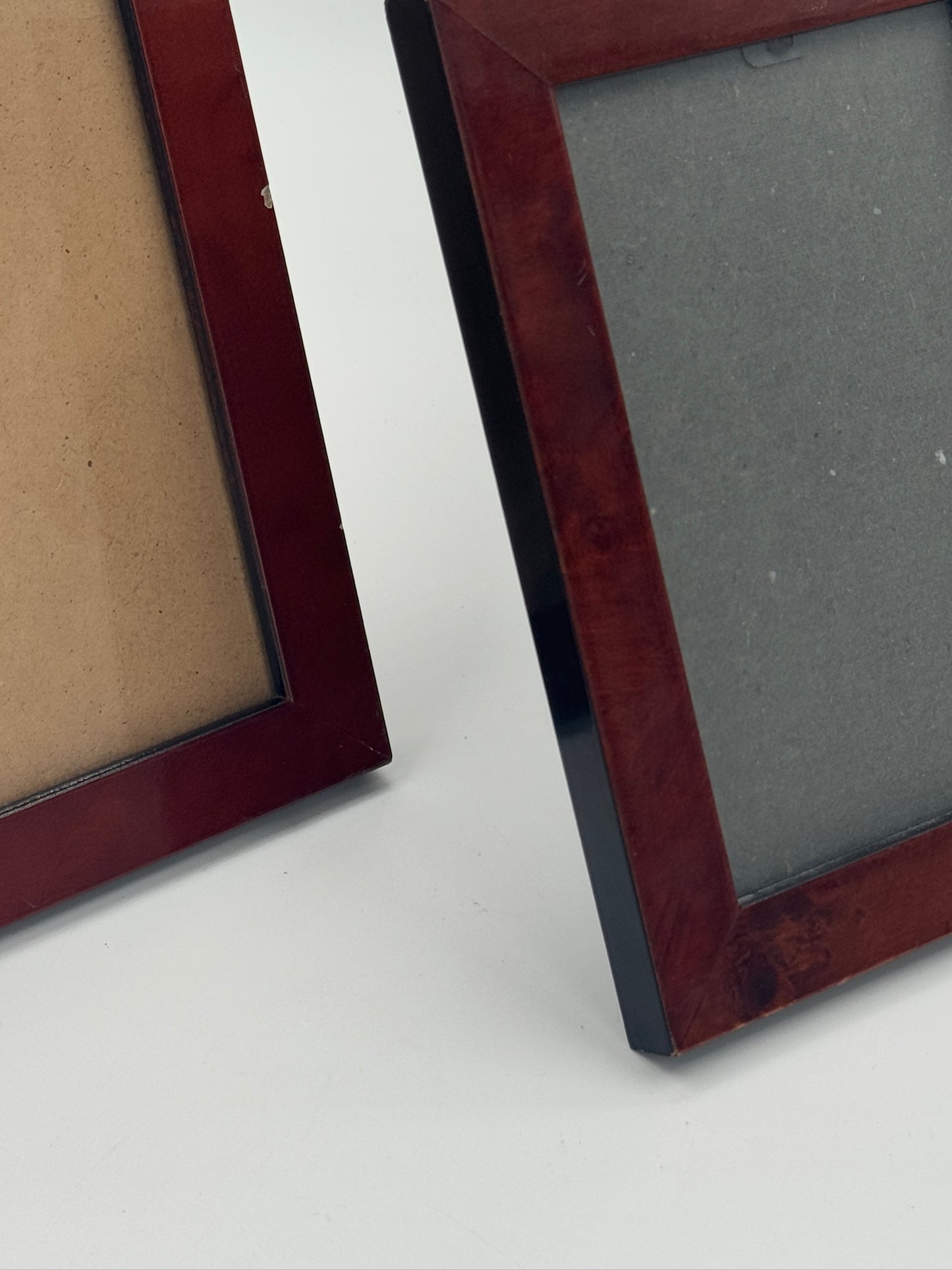 Pair of Vintage Burgundy Lacquered Wood Photo Frames