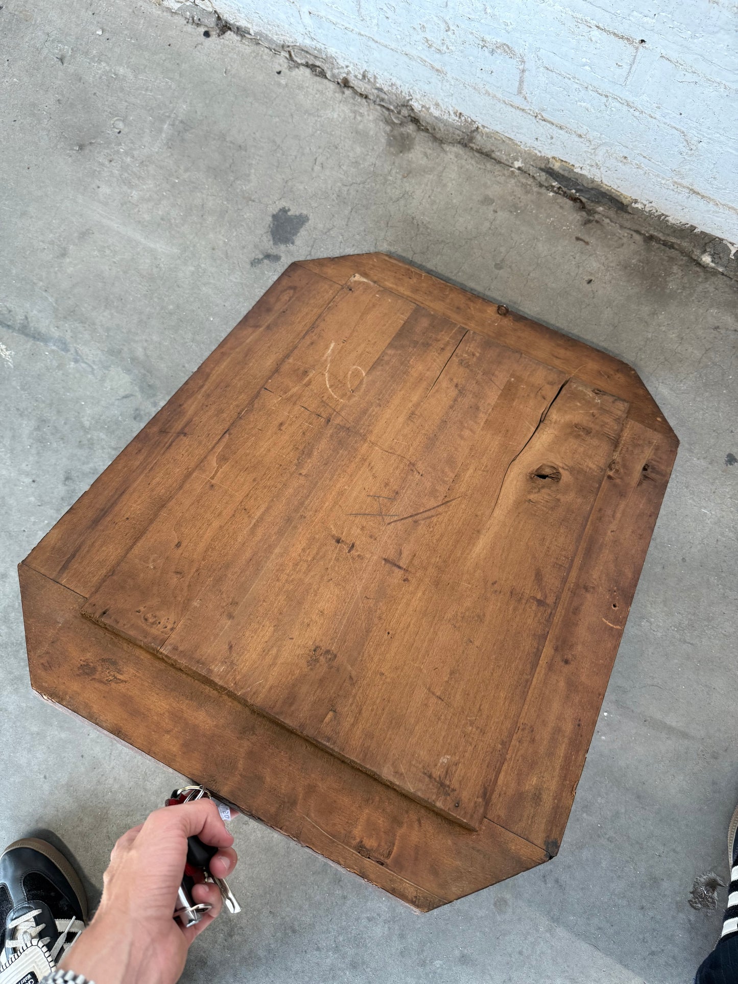 Vintage Octagonal Wood-Framed Wall Mirror