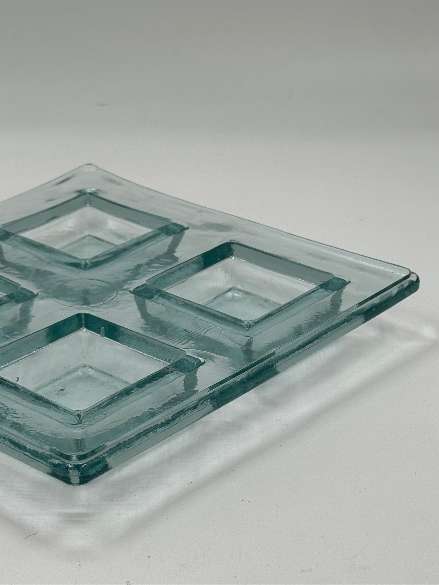 Vintage Pale Green Glass Sectioned Serving Dish