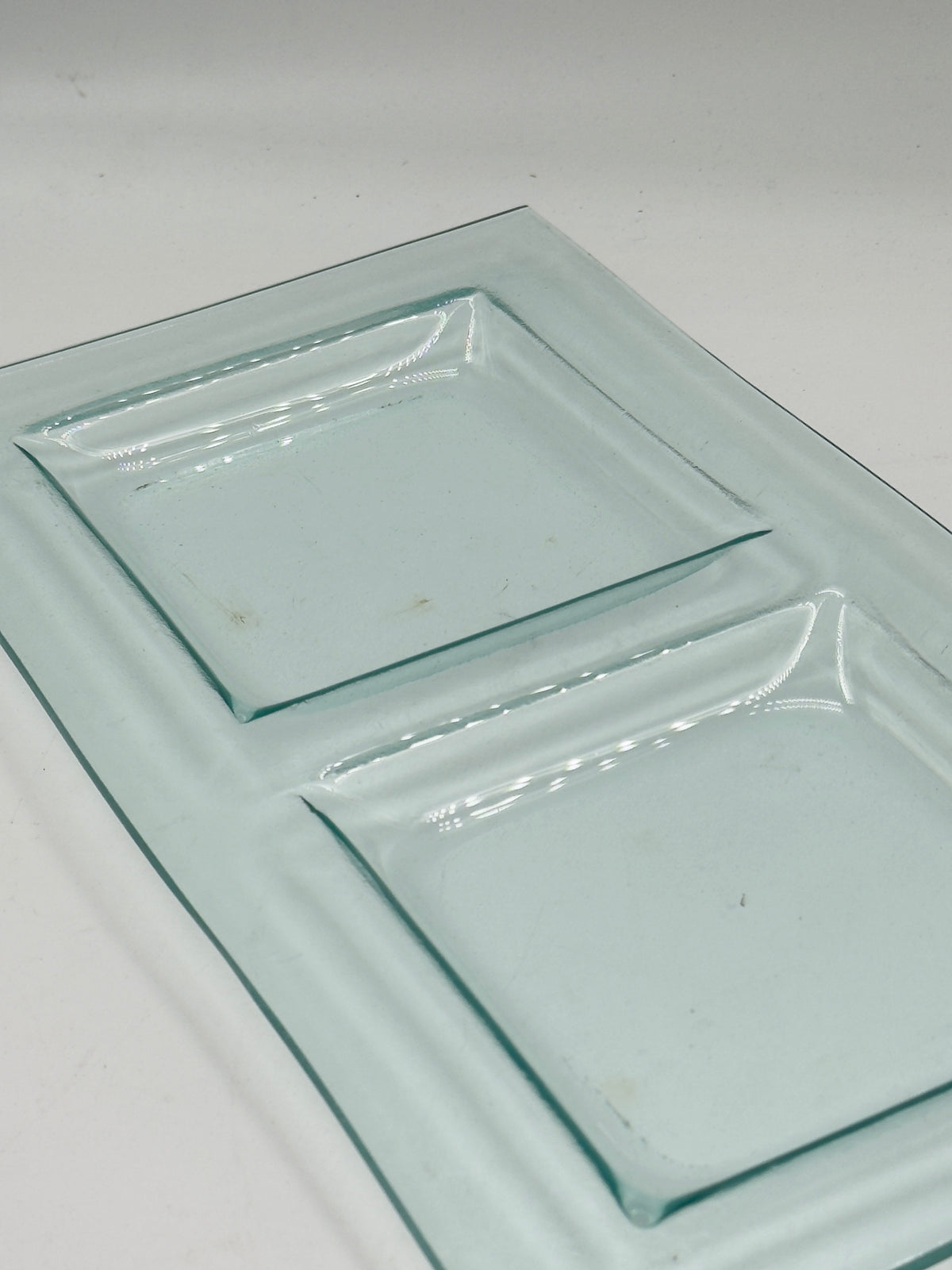 Vintage Two-Section Glass Serving Tray