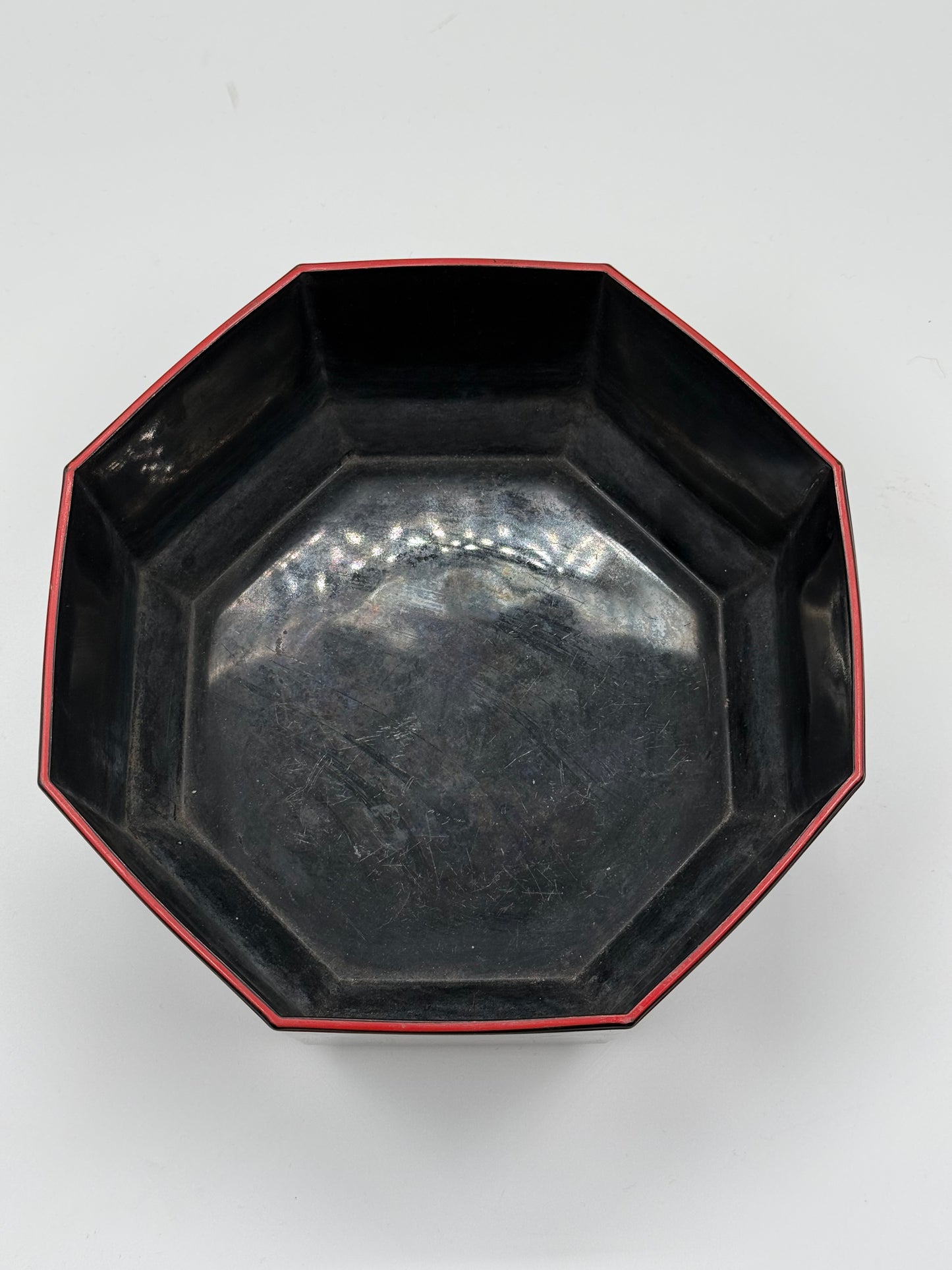 Black Arcoroc Tray Octagonal with Red Line