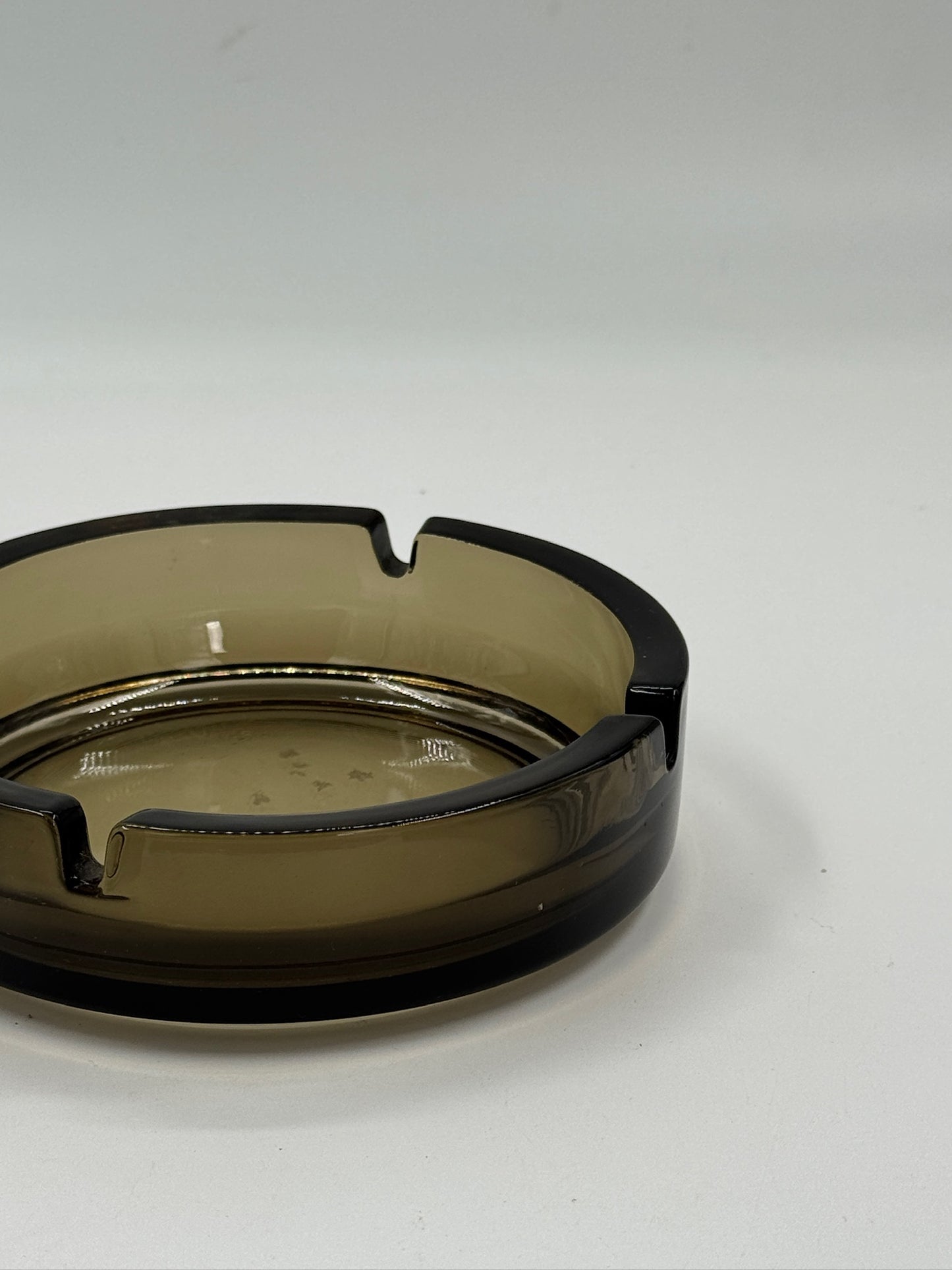 Vintage Smoked Glass Round Ashtray