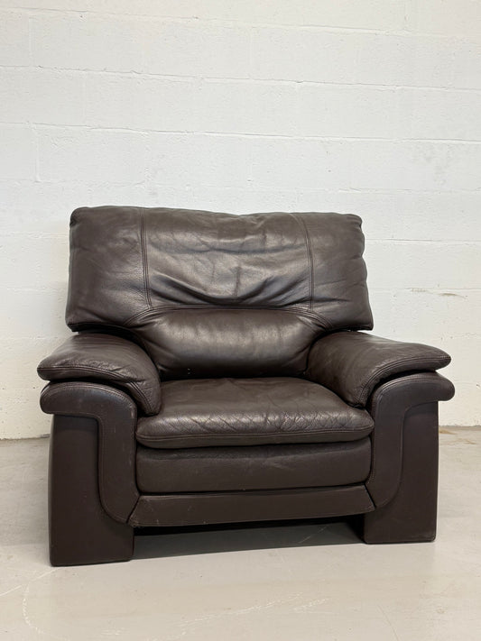 Vintage Brown Leather Club Armchair