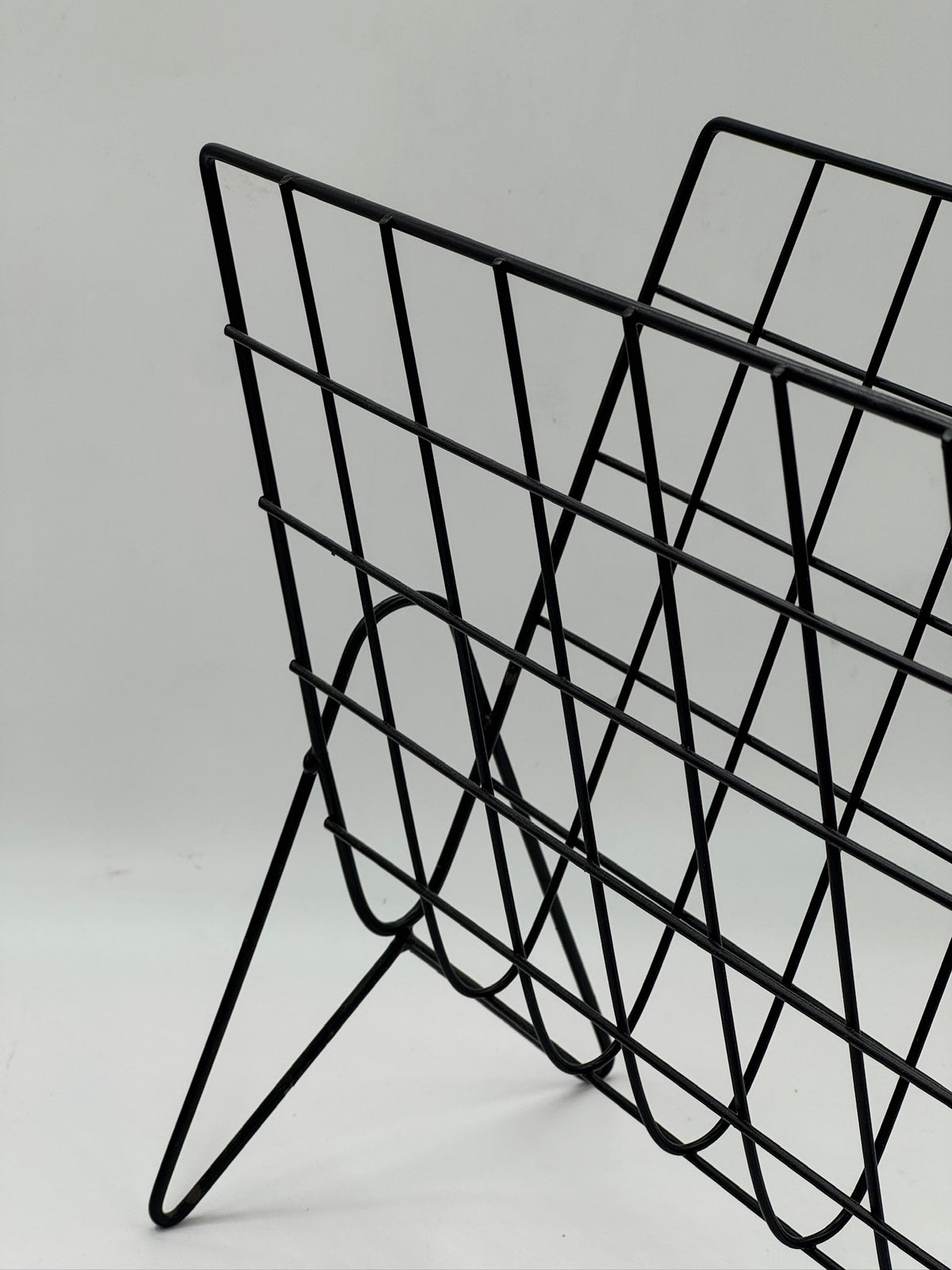 Vintage Mid-Century Black Wire Magazine Rack