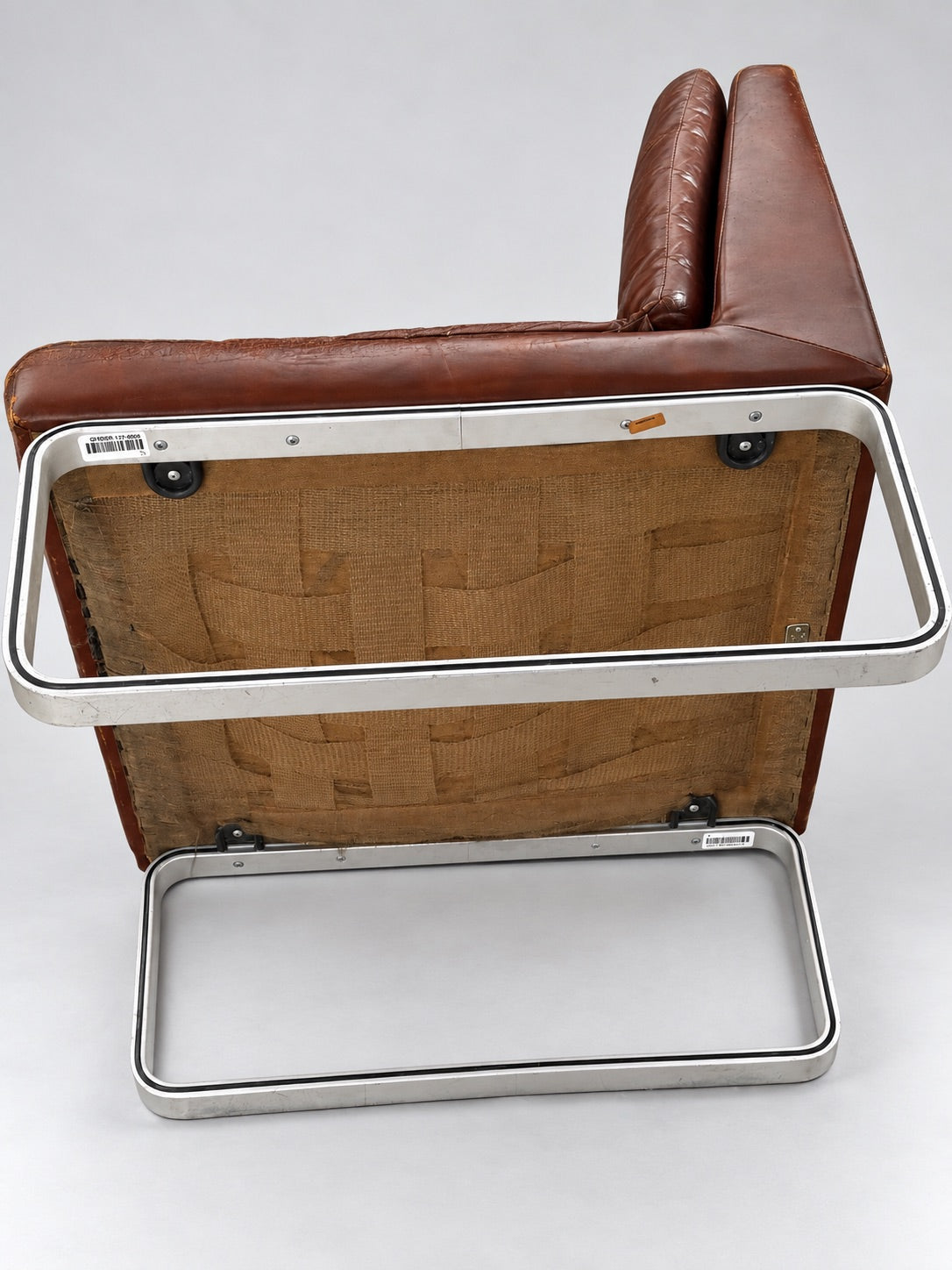 Vintage Design Lounge Chair, Brown Leather & Brushed Steel