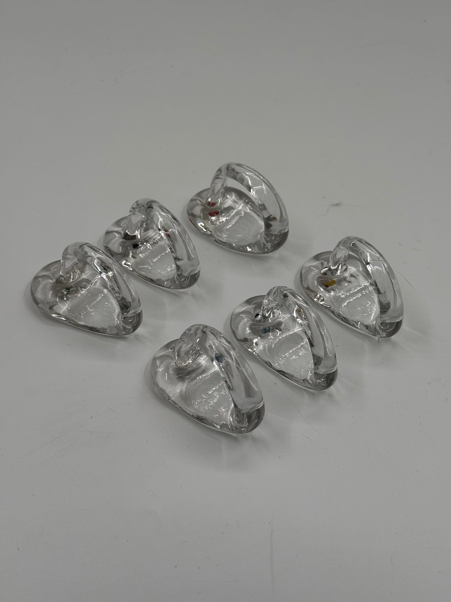 Set of 6 Glass Napkin Rings Sculptural Design