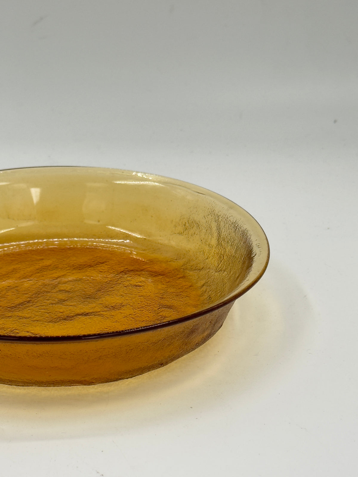 Vintage Amber Bark-Textured Glass Bowl, Scandinavian Ice-Glass Style