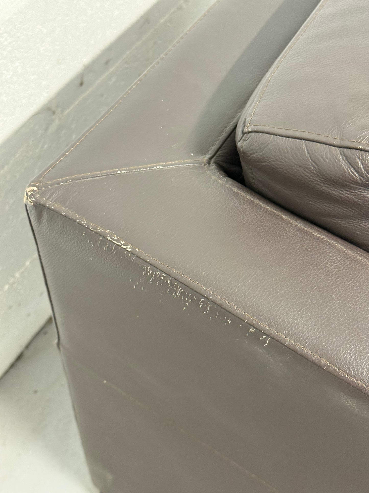 Vintage Brown Leather Armchair with Swivel Side Table