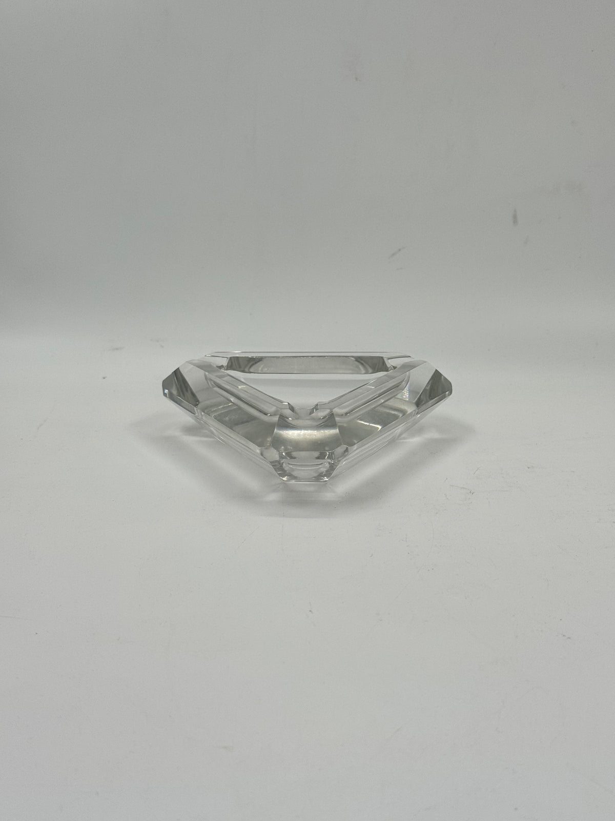 Vintage Faceted Glass Triangular Ashtray