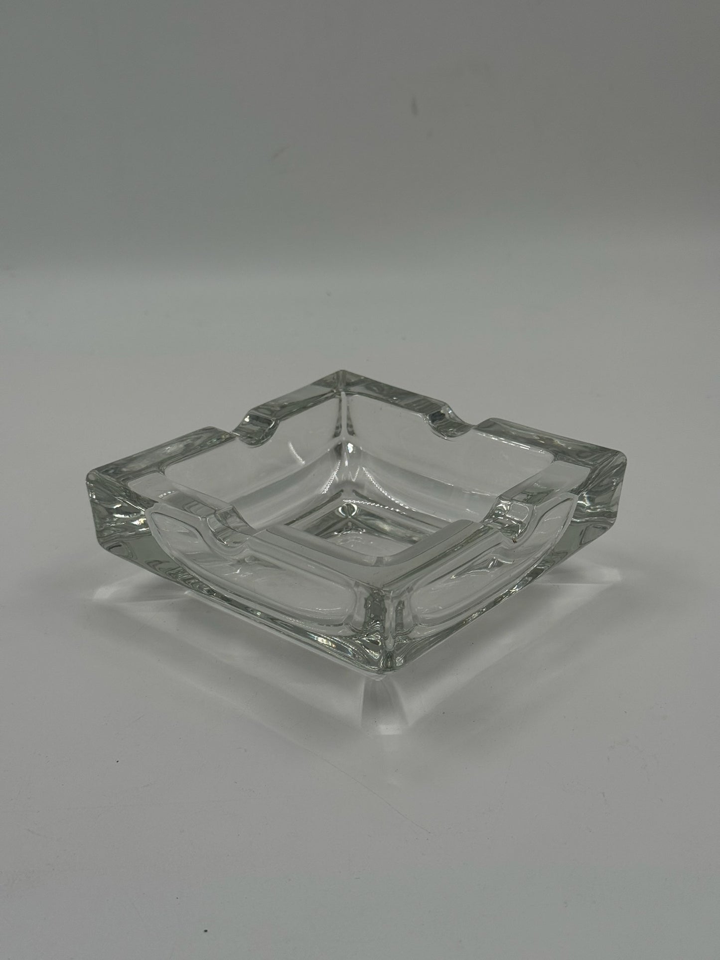 Vintage Clear Glass Square Ashtray