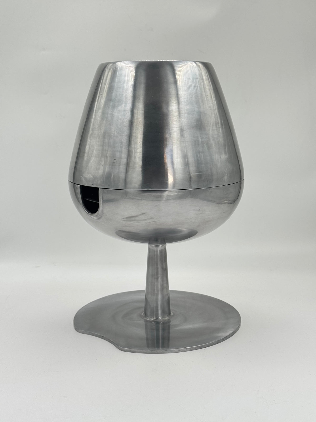 Vintage Sculptural Aluminum Wine Box Display Stand, Snifter Form
