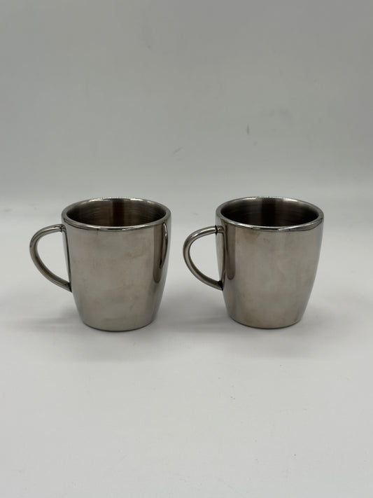 Set of 2 Double-Walled Stainless Steel Coffee Mugs
