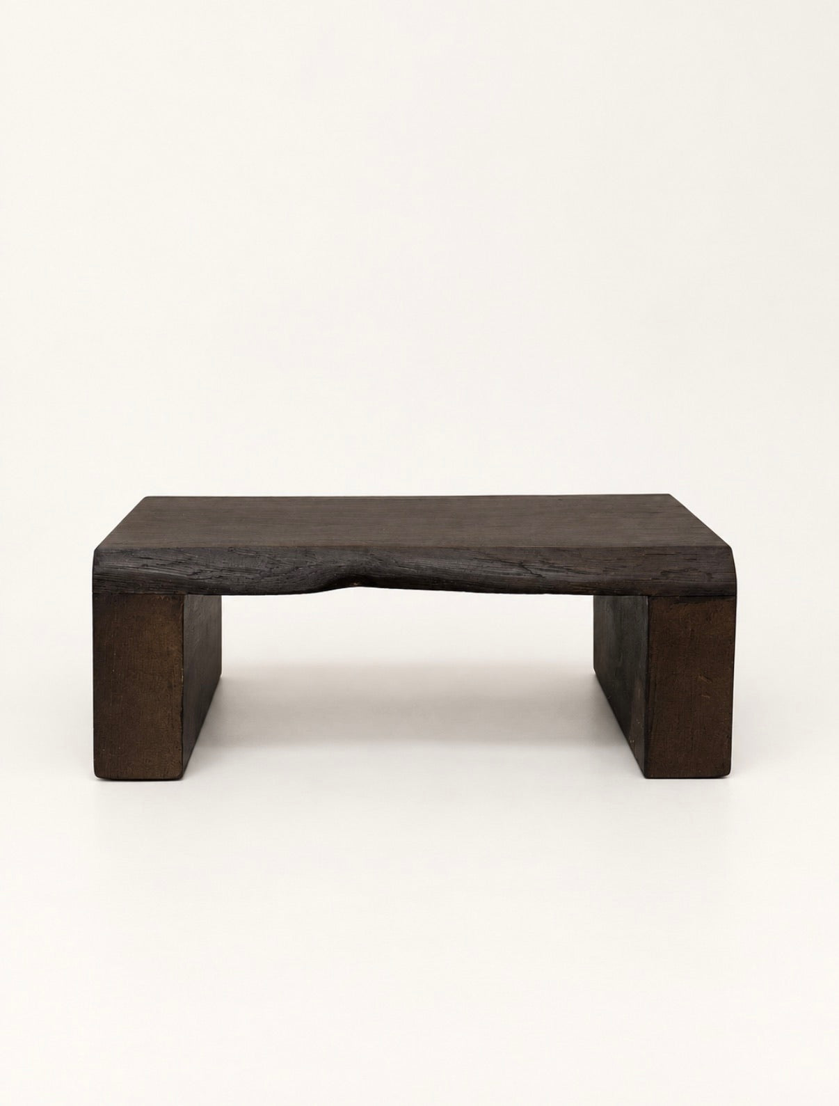 Solid Ethiopian Wood Waterfall Coffee Table with Live-Edge Front