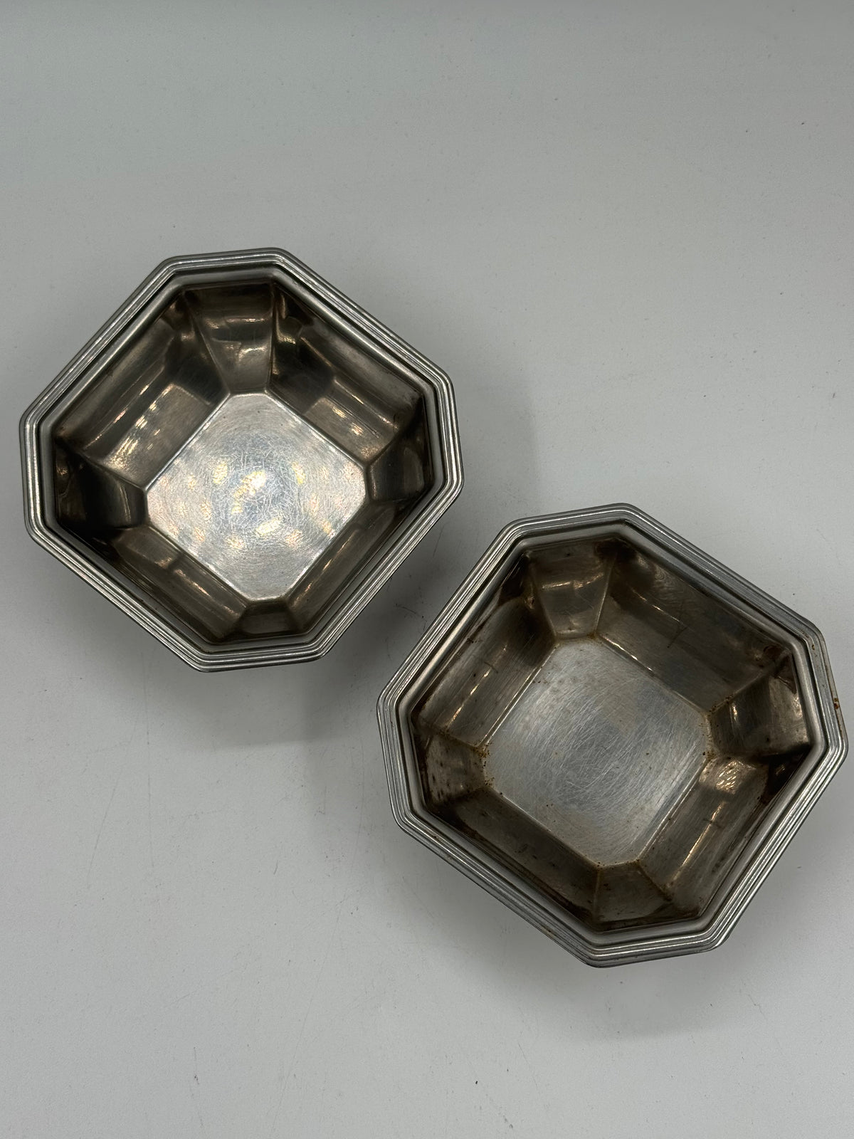 Set of 2 Small Silver-Plated Octagonal Bowls