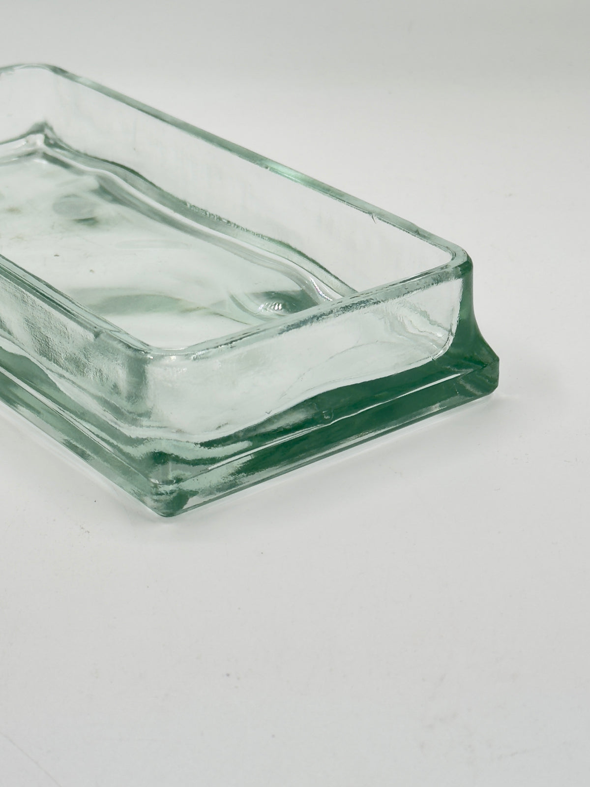 Vintage Pale Green-Tinted Thick Glass Rectangular Tray