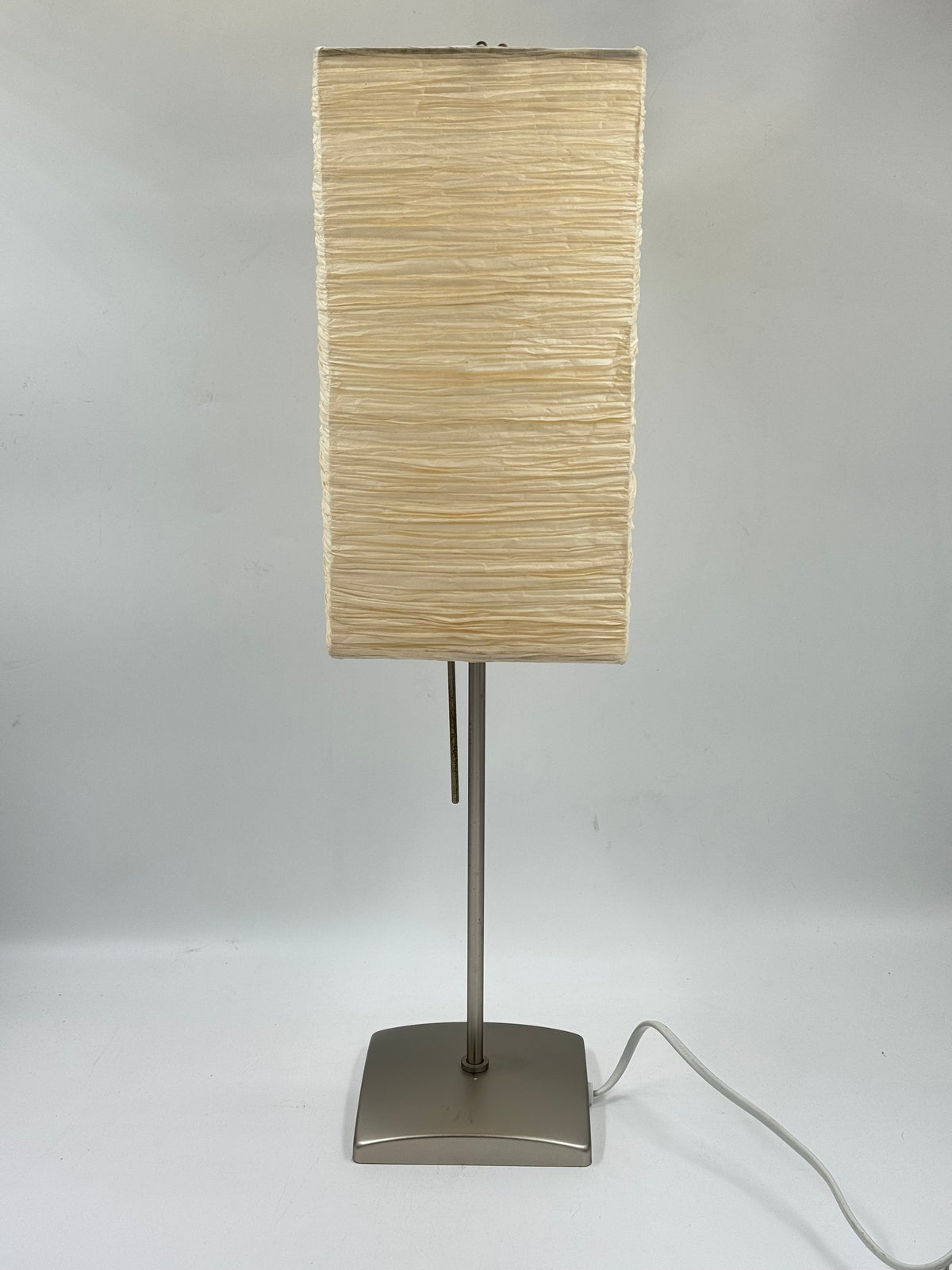 Vintage Crinkled Rice Paper Table Lamp, Matte Metal Base
