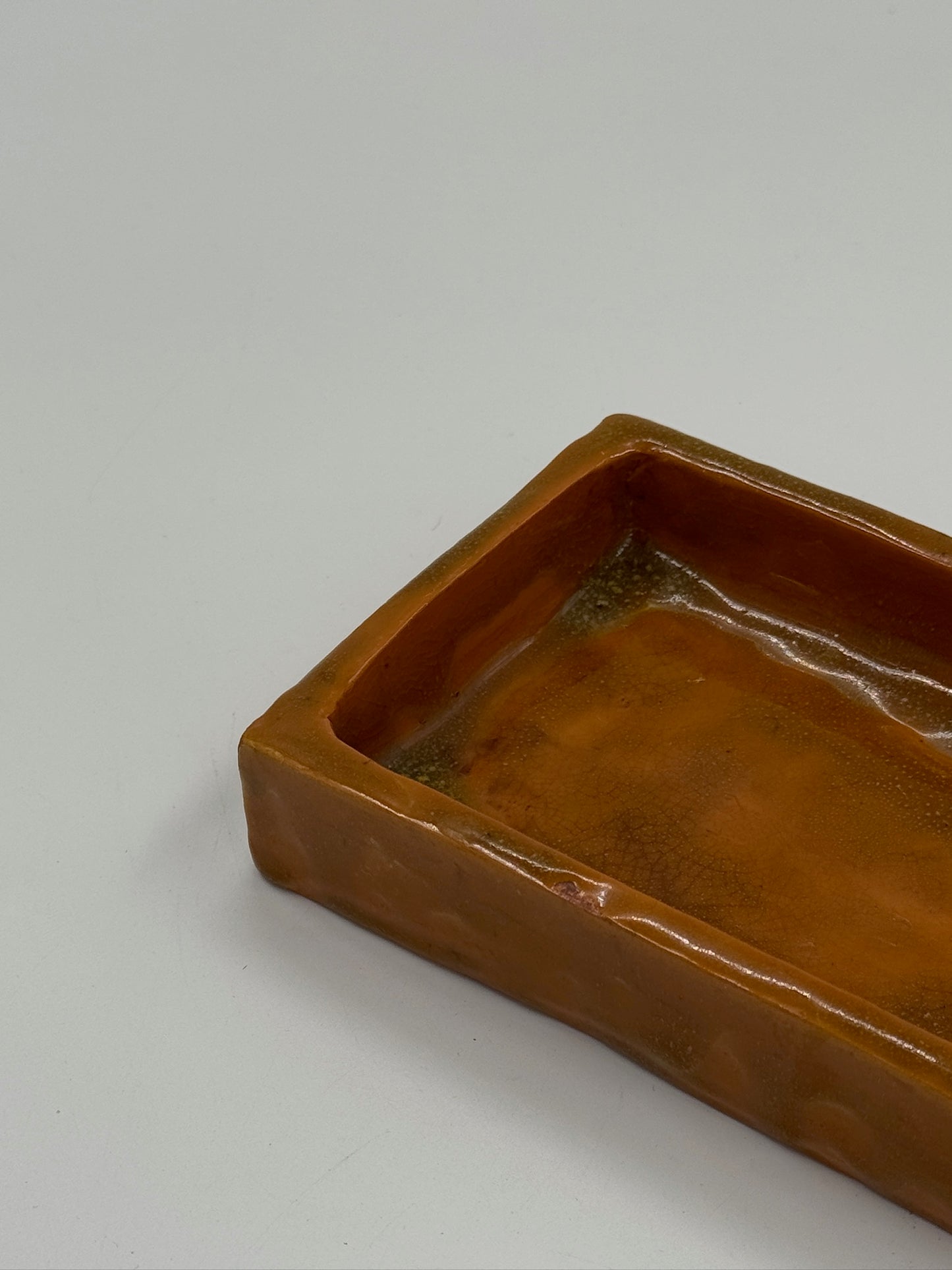 Vintage Amber Glazed Ceramic Catchall Dish