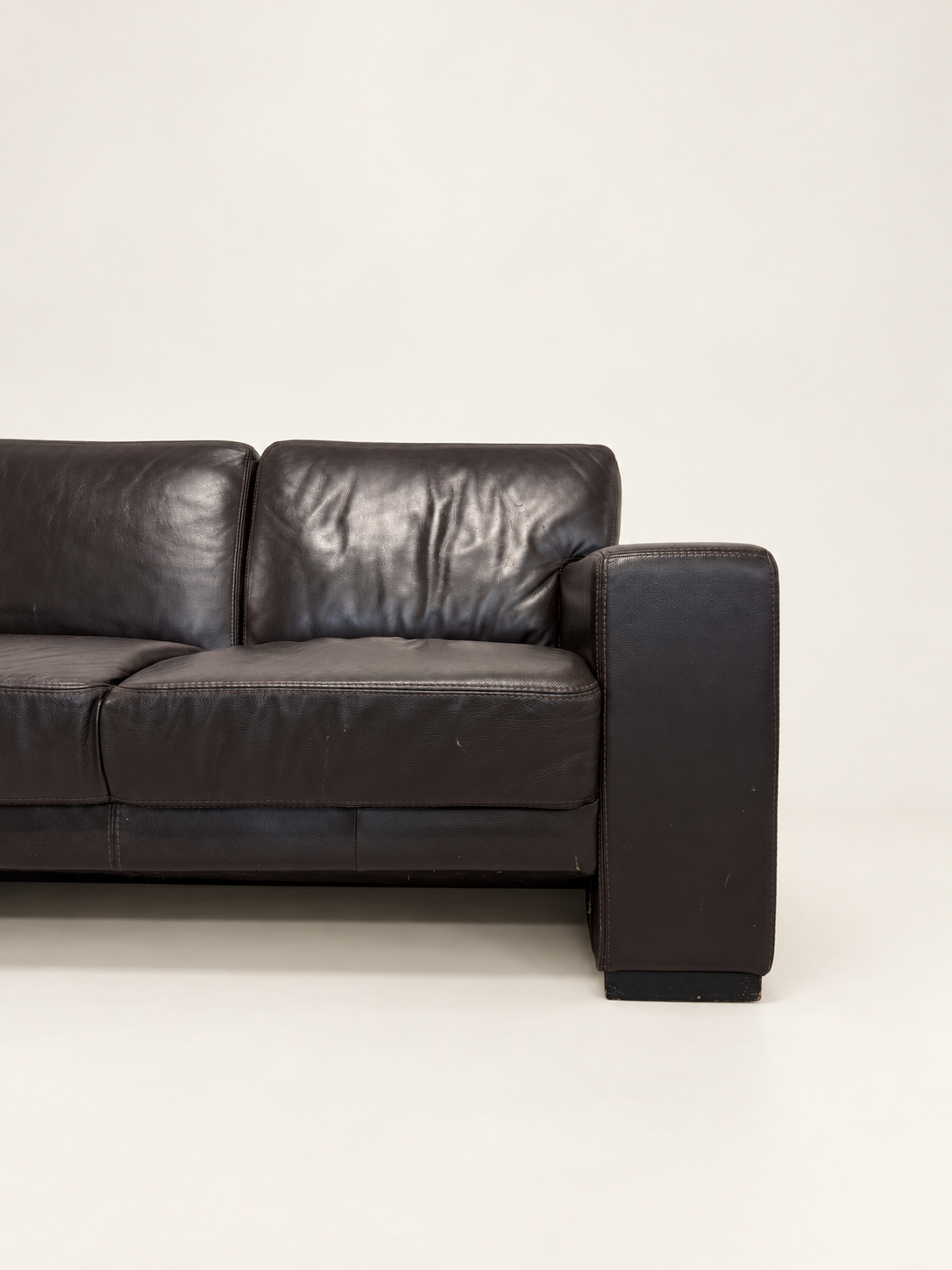 Brown Leather 3-Seater Sofa