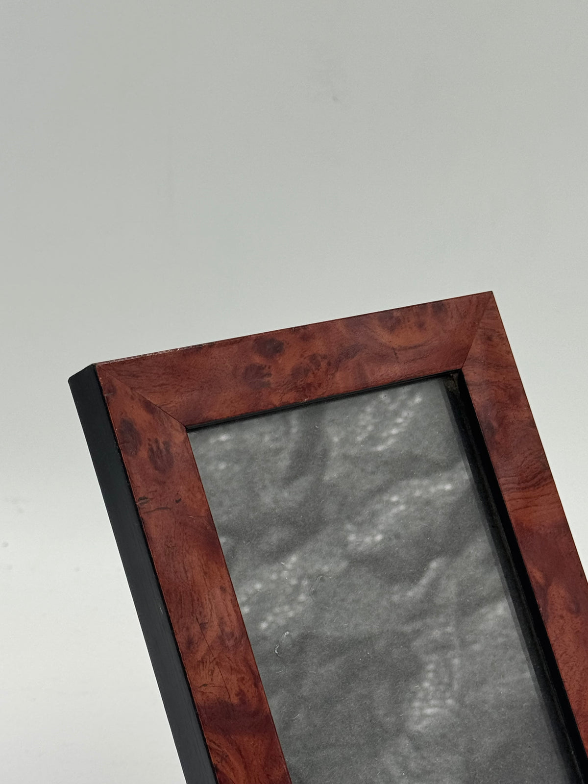 Vintage Burl Wood Picture Frame, Black Trim