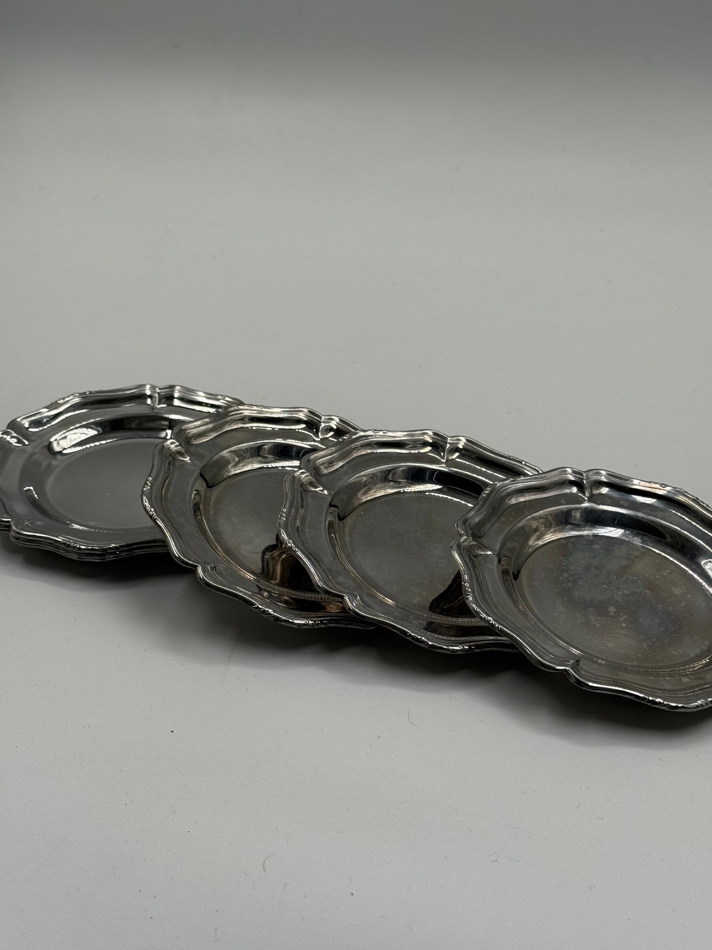 Set of 6 Small Silver-Plated Dishes — Decorative Coasters