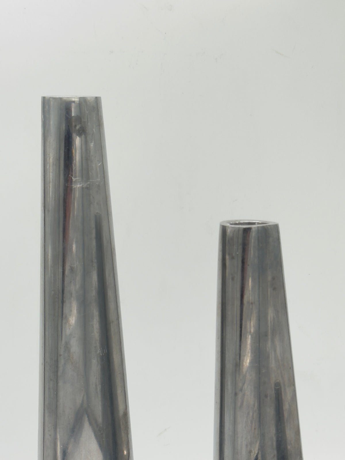 Set of 3 Vintage Sculptural Silver-Tone Metal Bud Vases, Graduated Heights